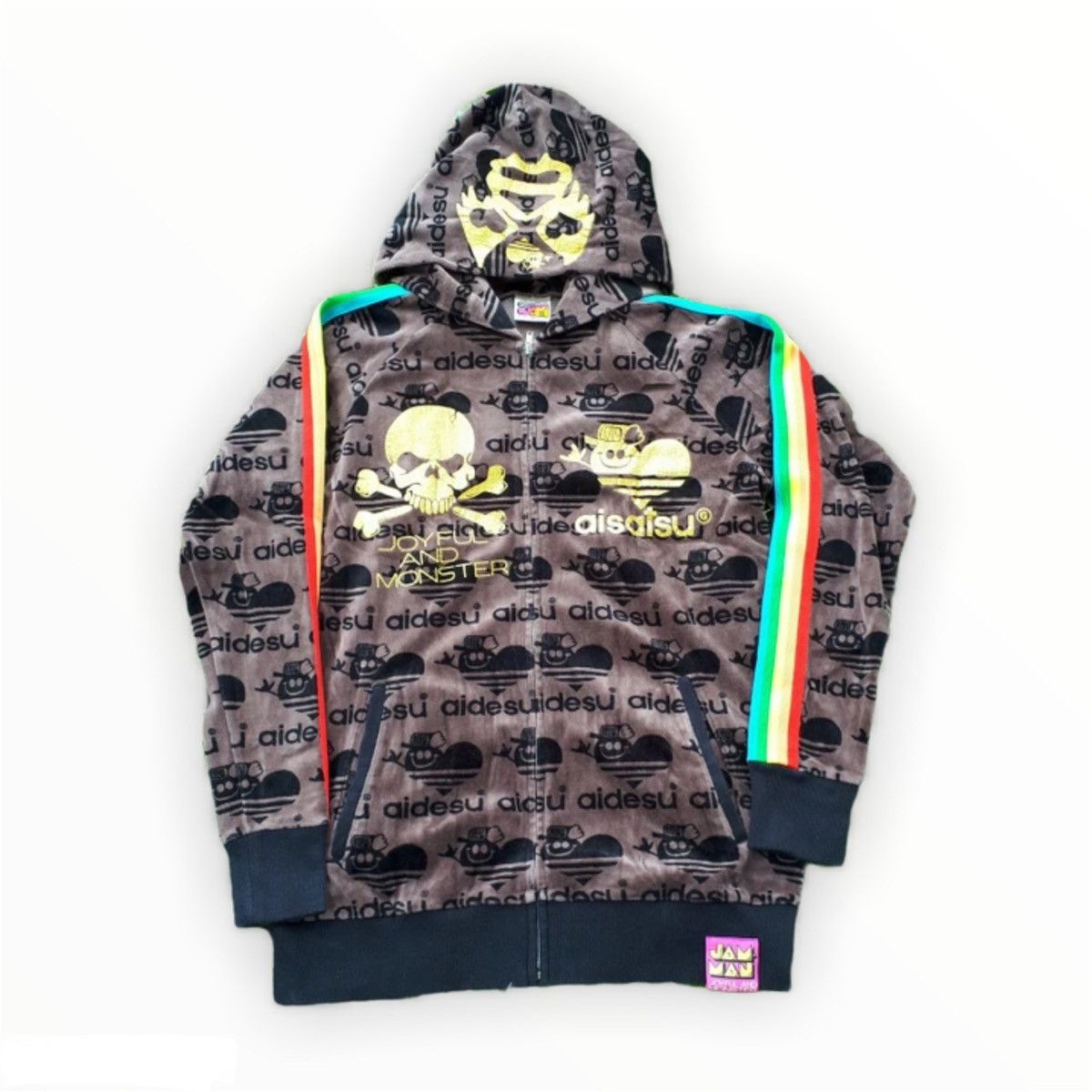 Japanese Brand × Vintage Aidesu Rasta Striped Skull Graphic Zip Size US S / EU 44-46 / 1 - 1 Thumbnail