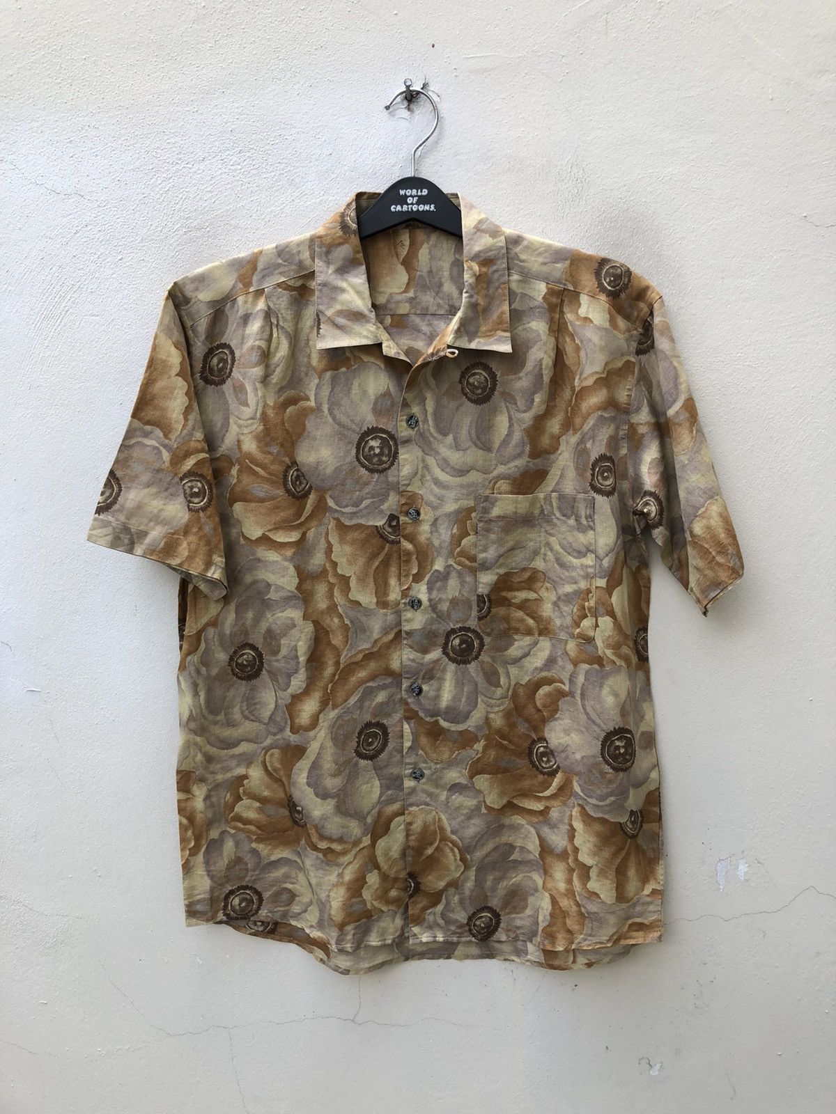Lancel 90s Lancel Paris Psychedelic Flowers Linen Hawaiian Shirt Size US L / EU 52-54 / 3 - 9 Thumbnail