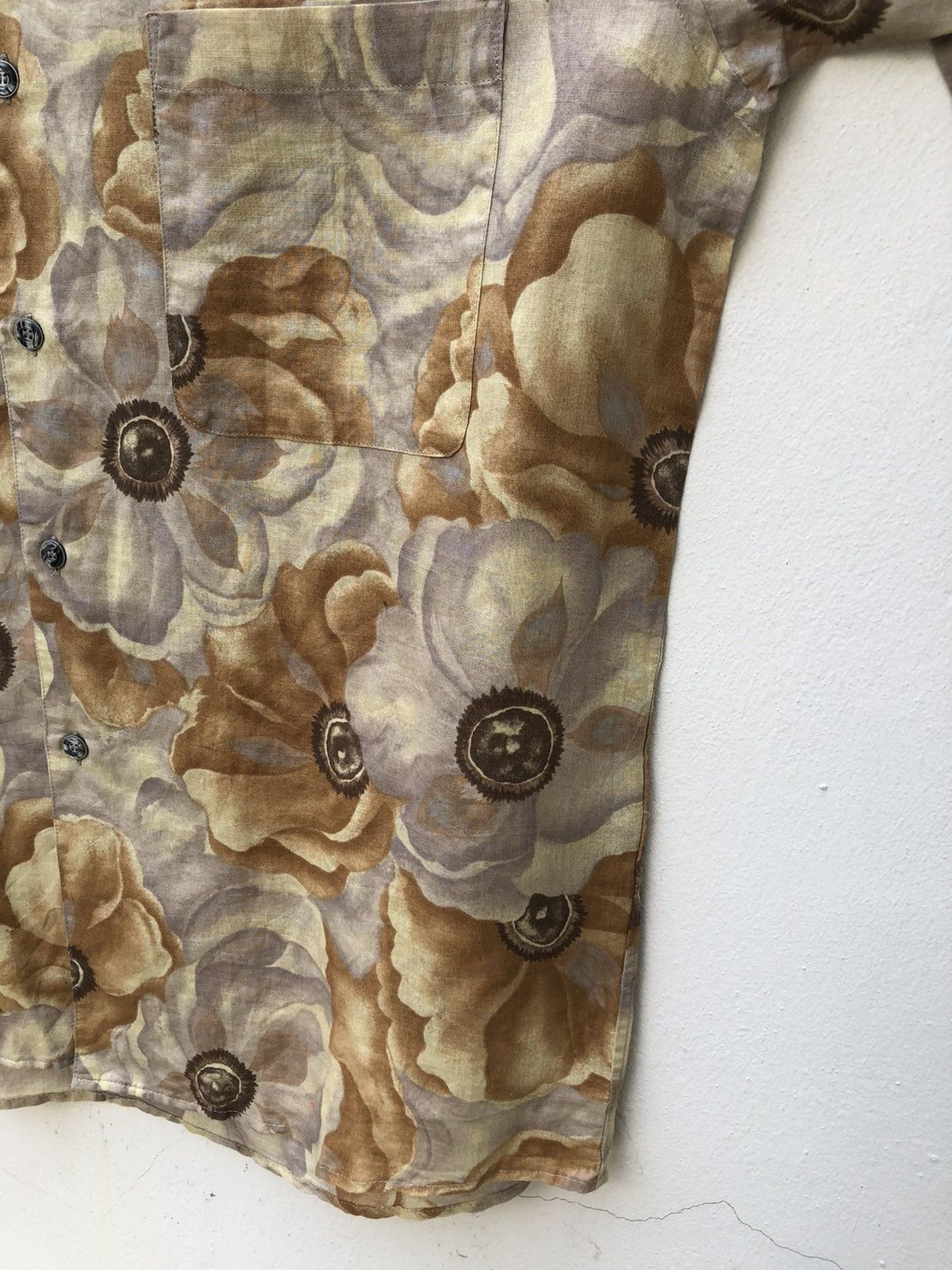 Lancel 90s Lancel Paris Psychedelic Flowers Linen Hawaiian Shirt Size US L / EU 52-54 / 3 - 12 Thumbnail