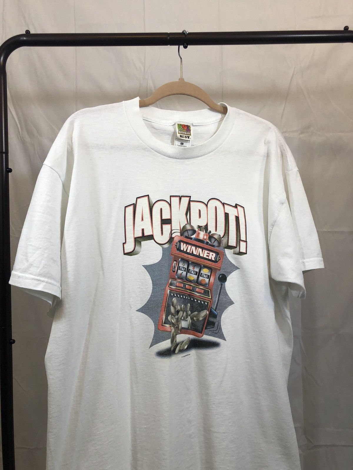 Vintage Y2K Jackpot Casino Slot Machine White Gambler Tee Size US XL / EU 56 / 4 - 1 Thumbnail
