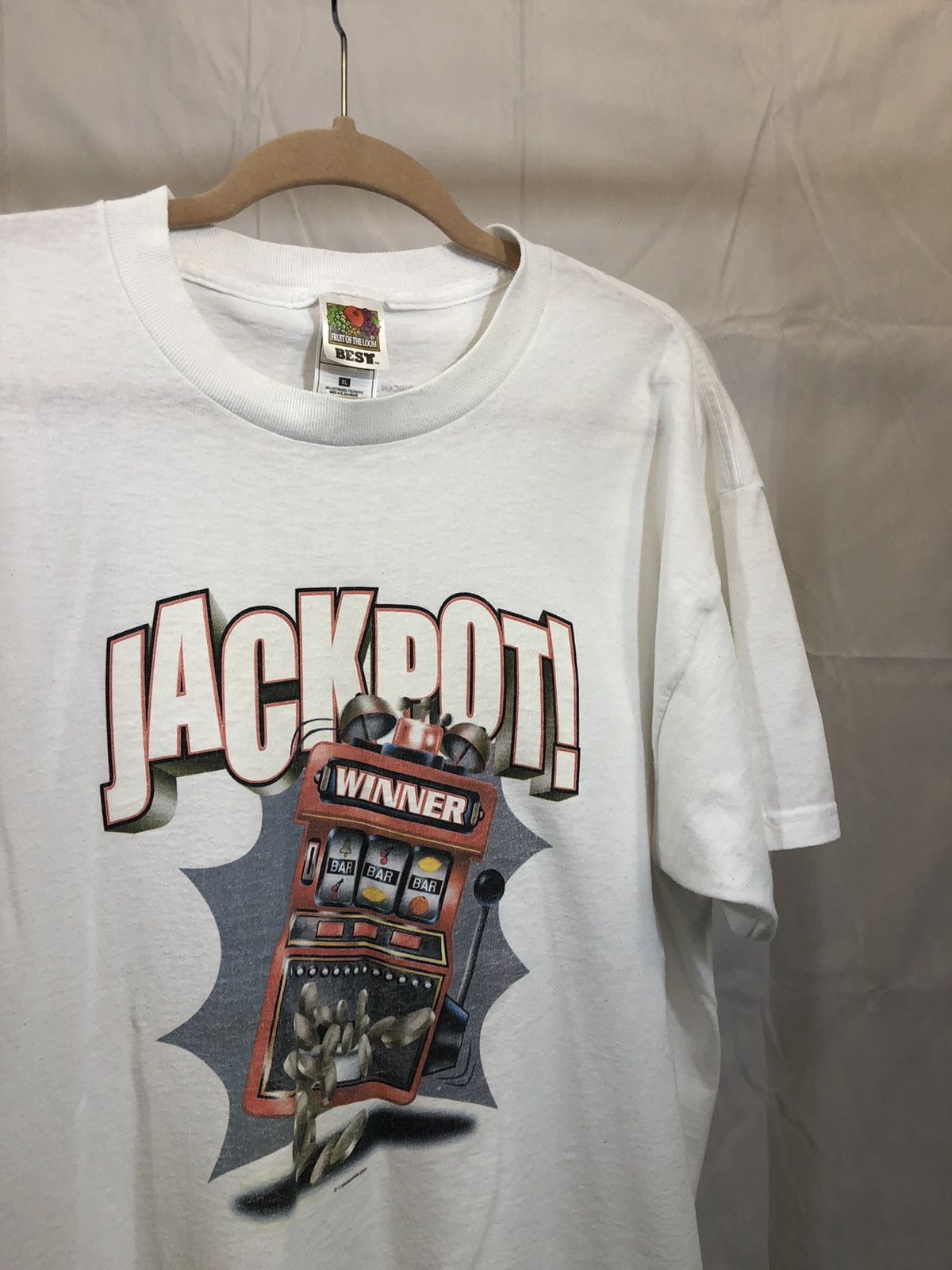 Vintage Y2K Jackpot Casino Slot Machine White Gambler Tee Size US XL / EU 56 / 4 - 3 Thumbnail