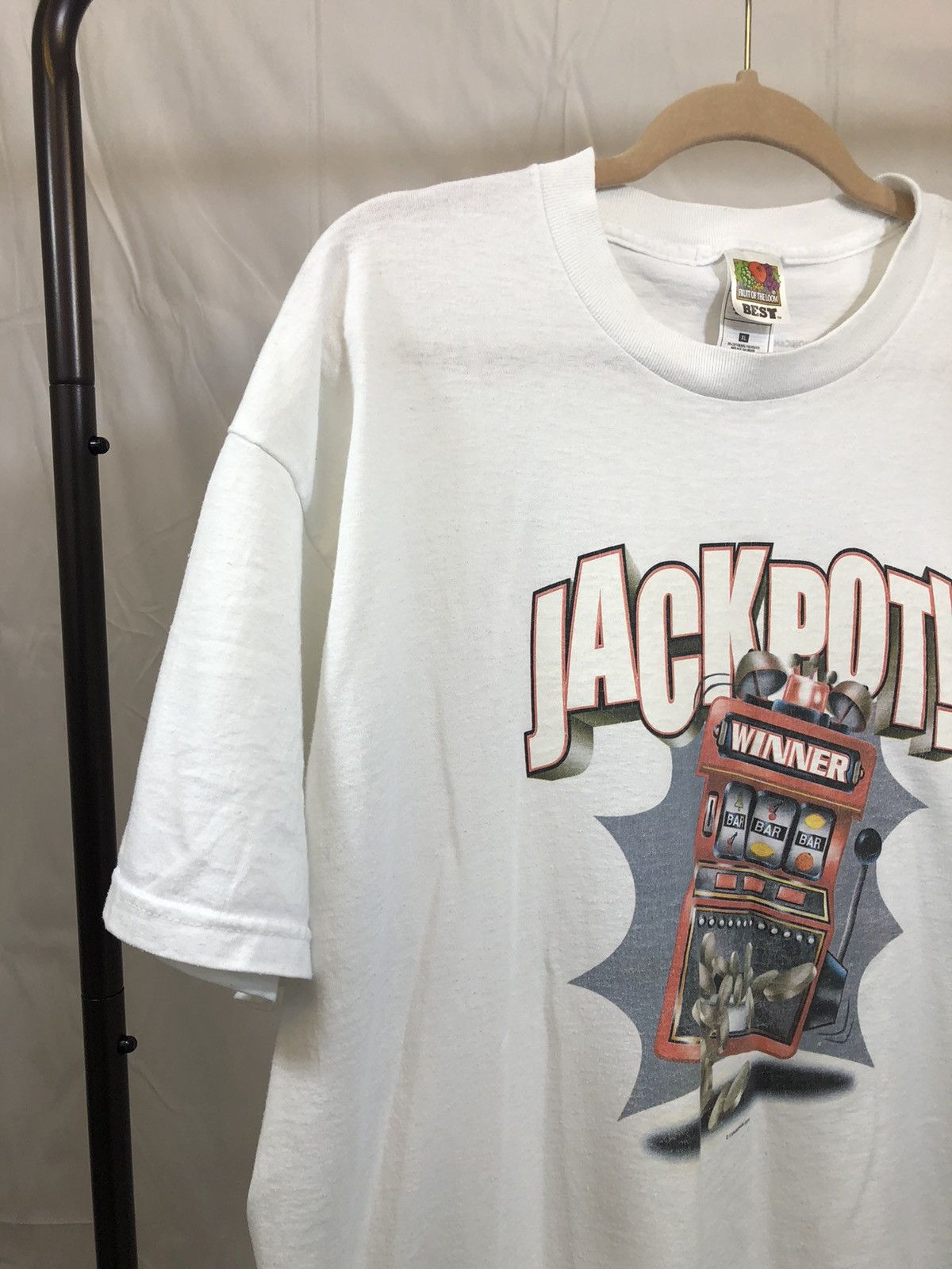 Vintage Y2K Jackpot Casino Slot Machine White Gambler Tee Size US XL / EU 56 / 4 - 4 Thumbnail