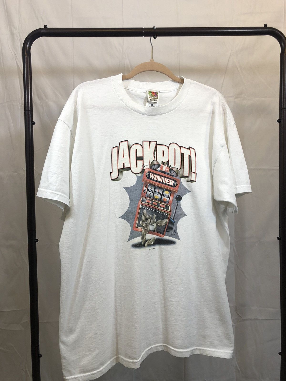 Vintage Y2K Jackpot Casino Slot Machine White Gambler Tee Size US XL / EU 56 / 4 - 2 Thumbnail