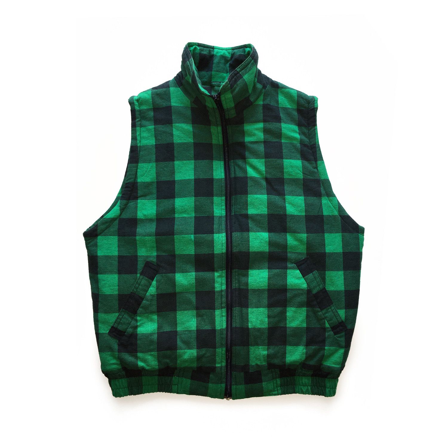 Vintage Green Black Check Buffalo Flannel Plaid Quilted Vest Size US M / EU 48-50 / 2 - 1 Thumbnail