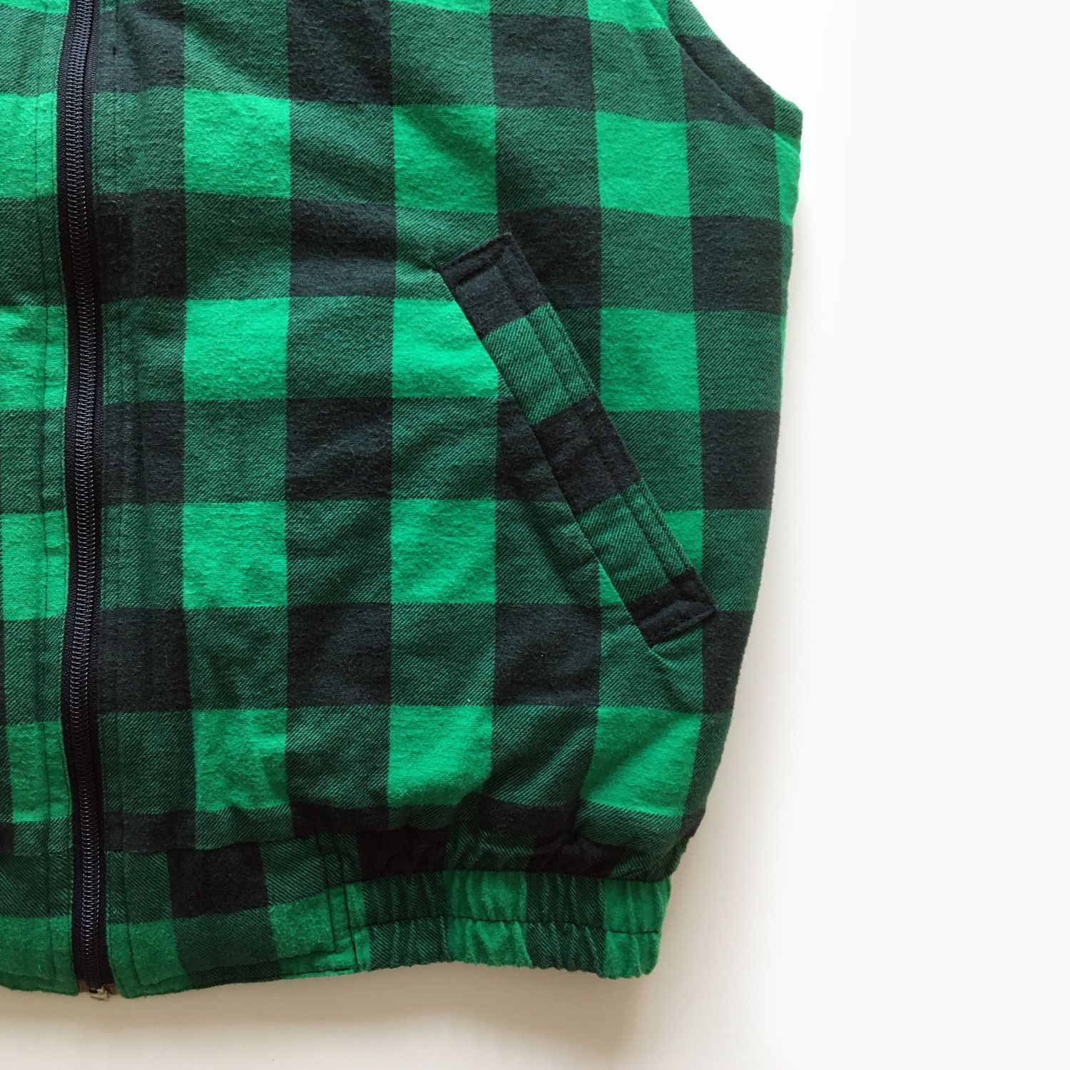Vintage Green Black Check Buffalo Flannel Plaid Quilted Vest Size US M / EU 48-50 / 2 - 2 Thumbnail