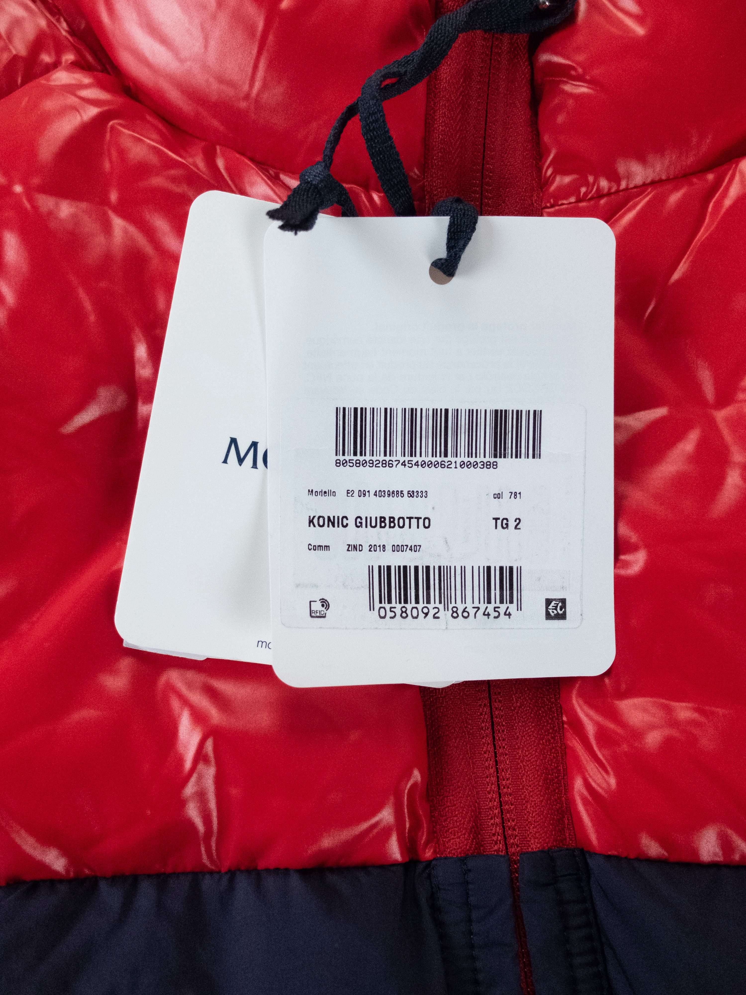 MONCLER Konic navy red contrast quilted down jacket M
