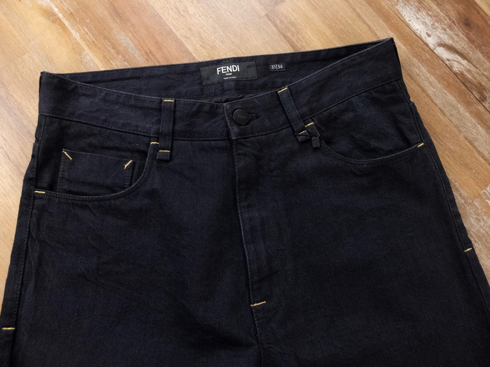 Fendi FENDI x Fila black pocket FF logo straight jeans Size 31 Size US 31 - 4 Thumbnail