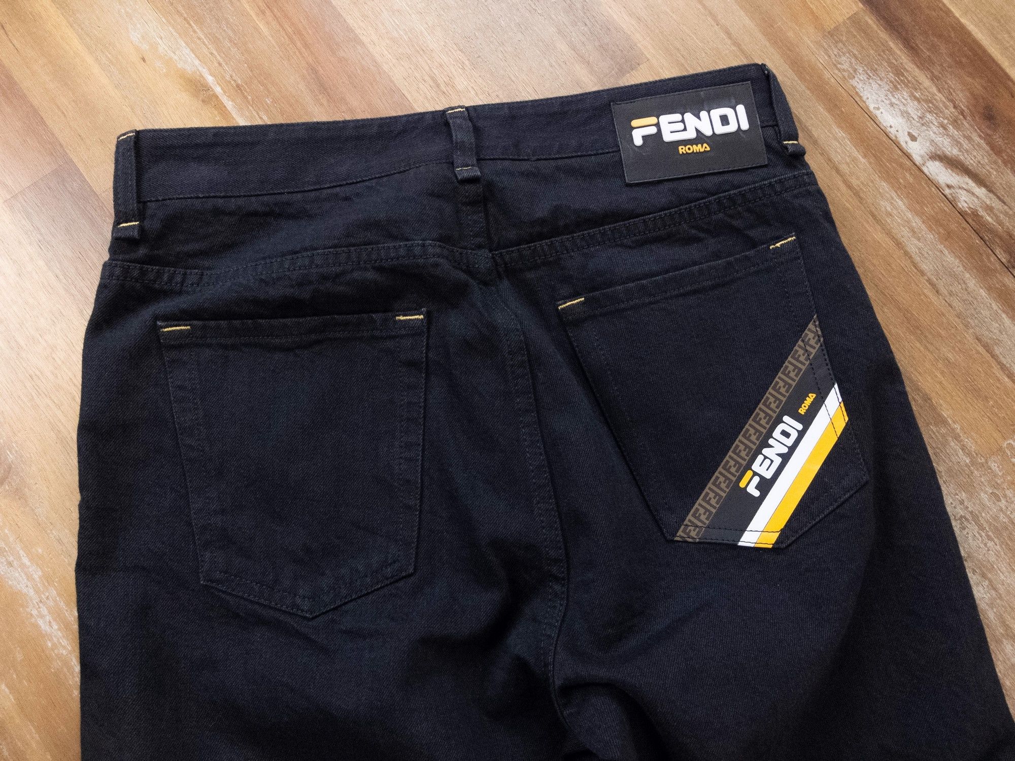 Fendi FENDI x Fila black pocket FF logo straight jeans Size 31 Size US 31 - 9 Thumbnail