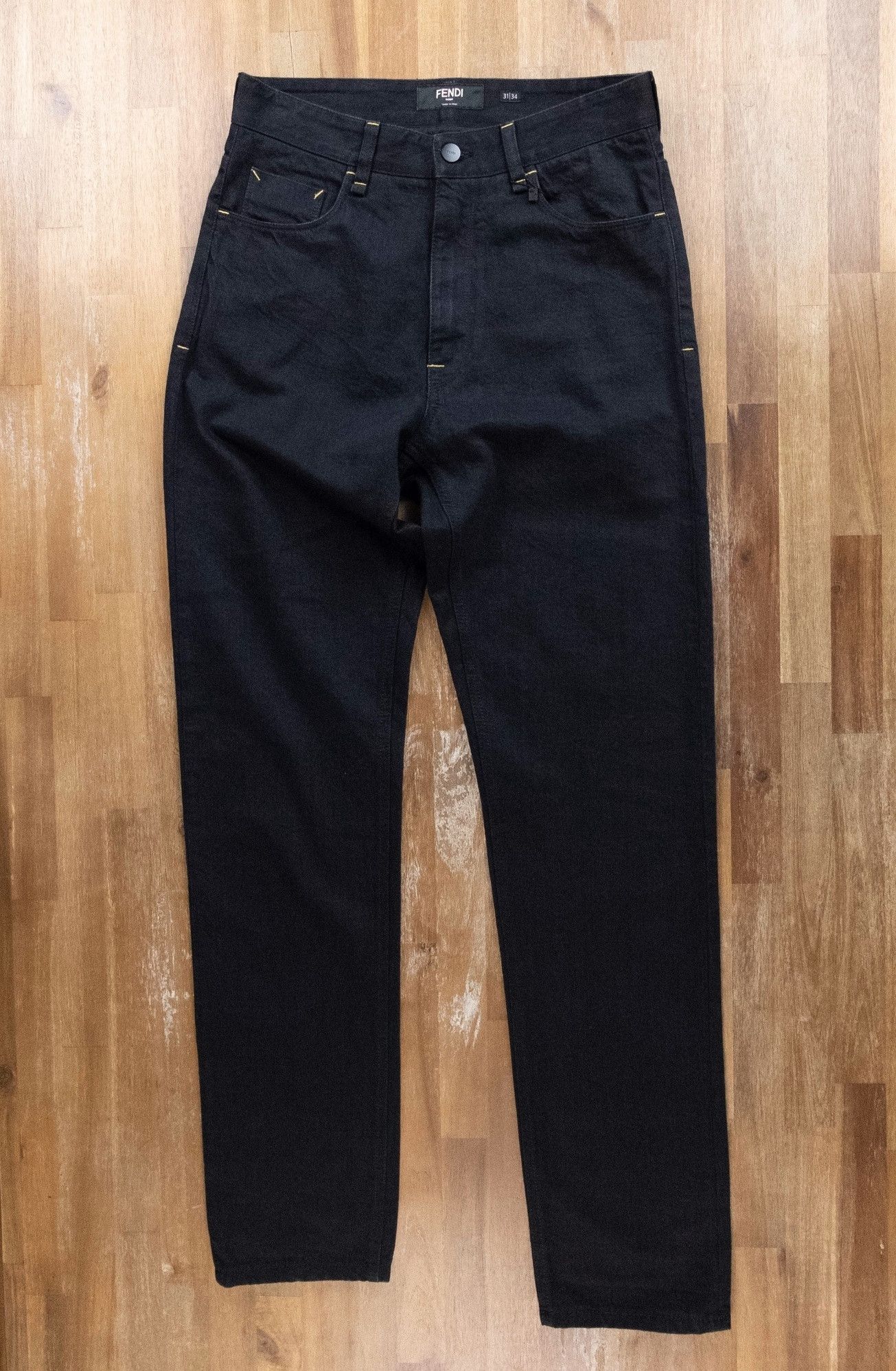 Fendi FENDI x Fila black pocket FF logo straight jeans Size 31 Size US 31 - 2 Thumbnail