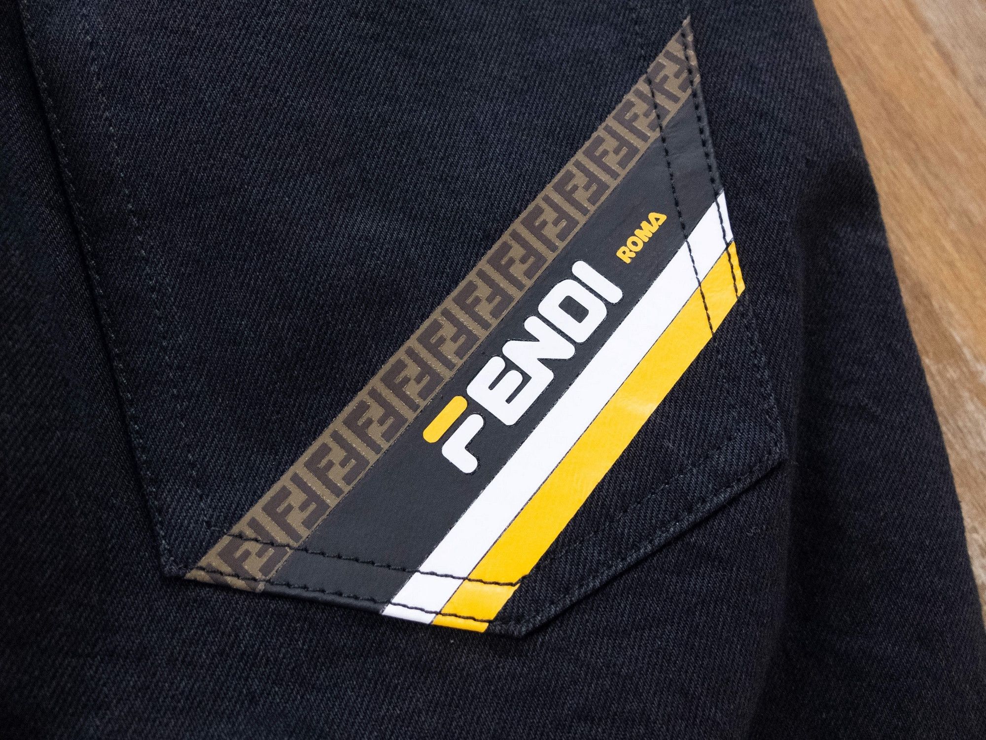 Fendi FENDI x Fila black pocket FF logo straight jeans Size 31 Size US 31 - 10 Thumbnail