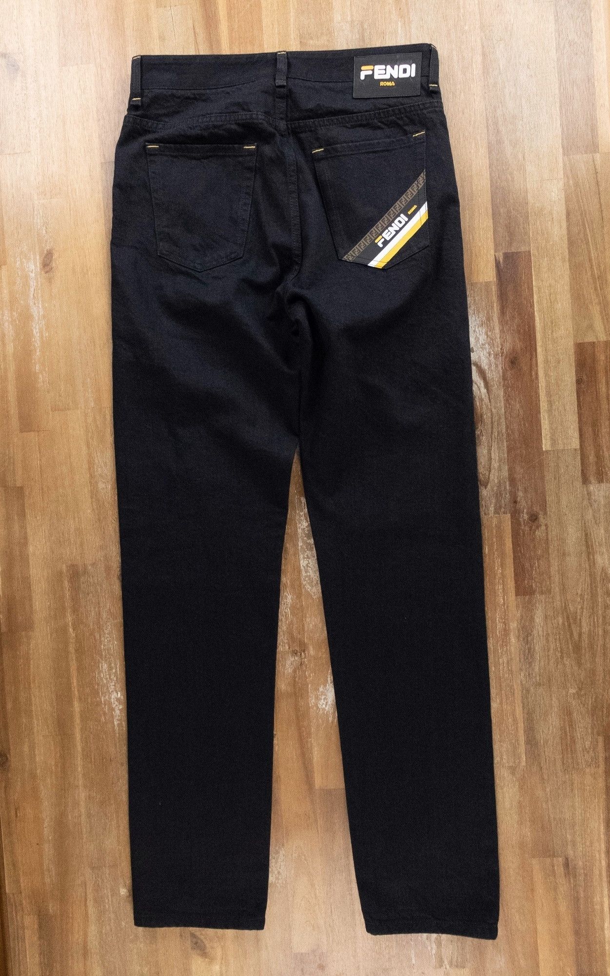 Fendi FENDI x Fila black pocket FF logo straight jeans Size 31 Size US 31 - 1 Thumbnail