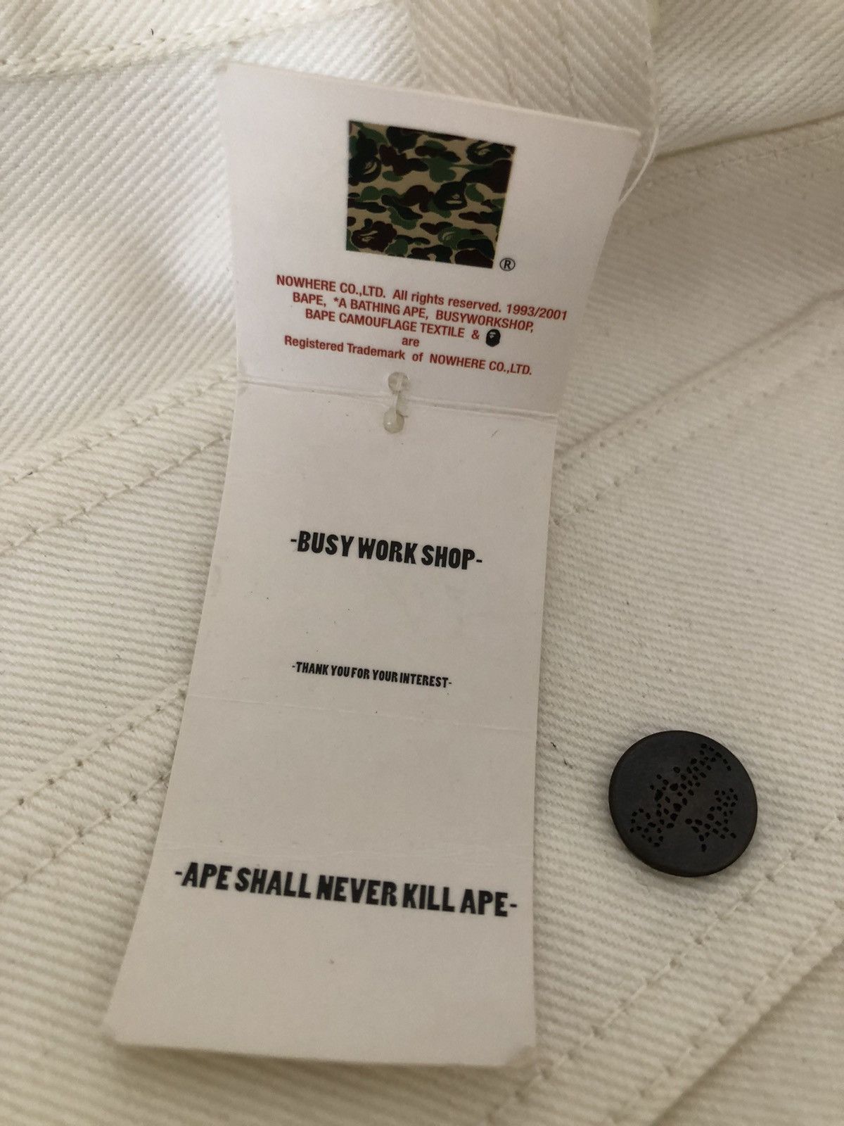 Bape NWT Vintage 2003 A Bathing Ape White Denim Bush Pant Jeans Size US 31 - 22 Thumbnail