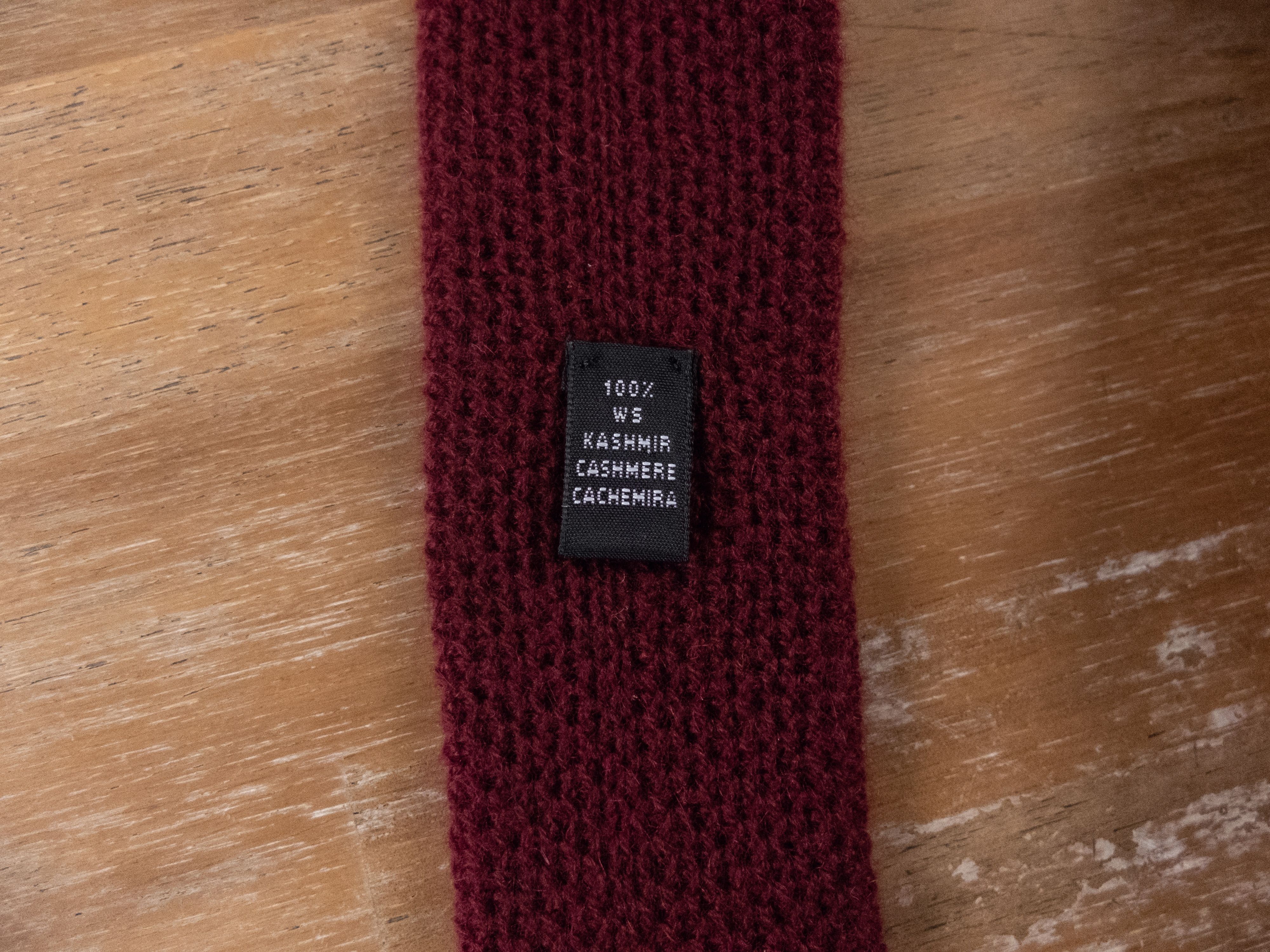 Isaia $255 ISAIA burgundy skinny 100% cashmere knit knitted tie Size ONE SIZE - 4 Thumbnail