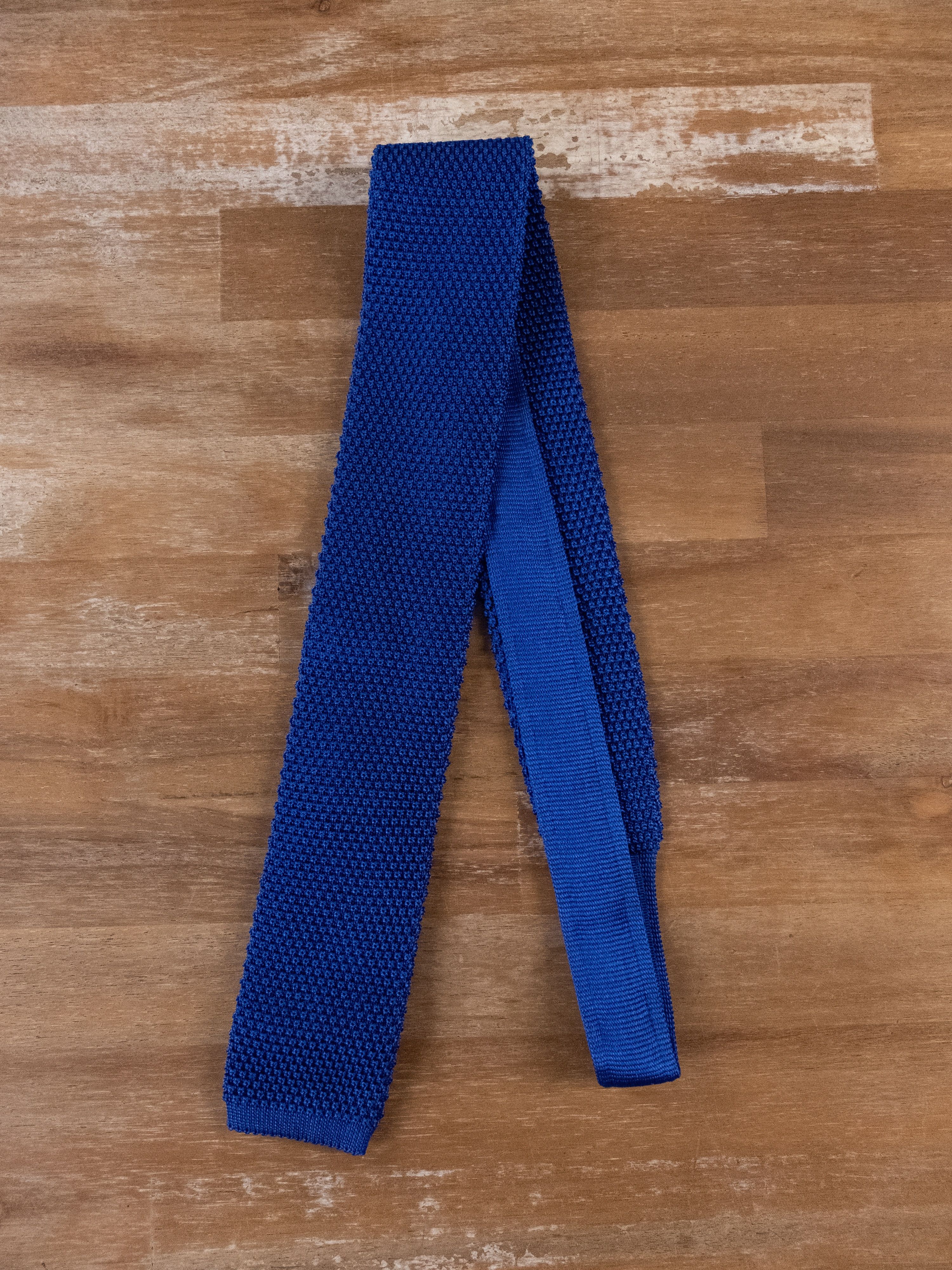 Isaia ISAIA Napoli blue skinny silk knit knitted tie authentic Size ONE SIZE - 1 Thumbnail