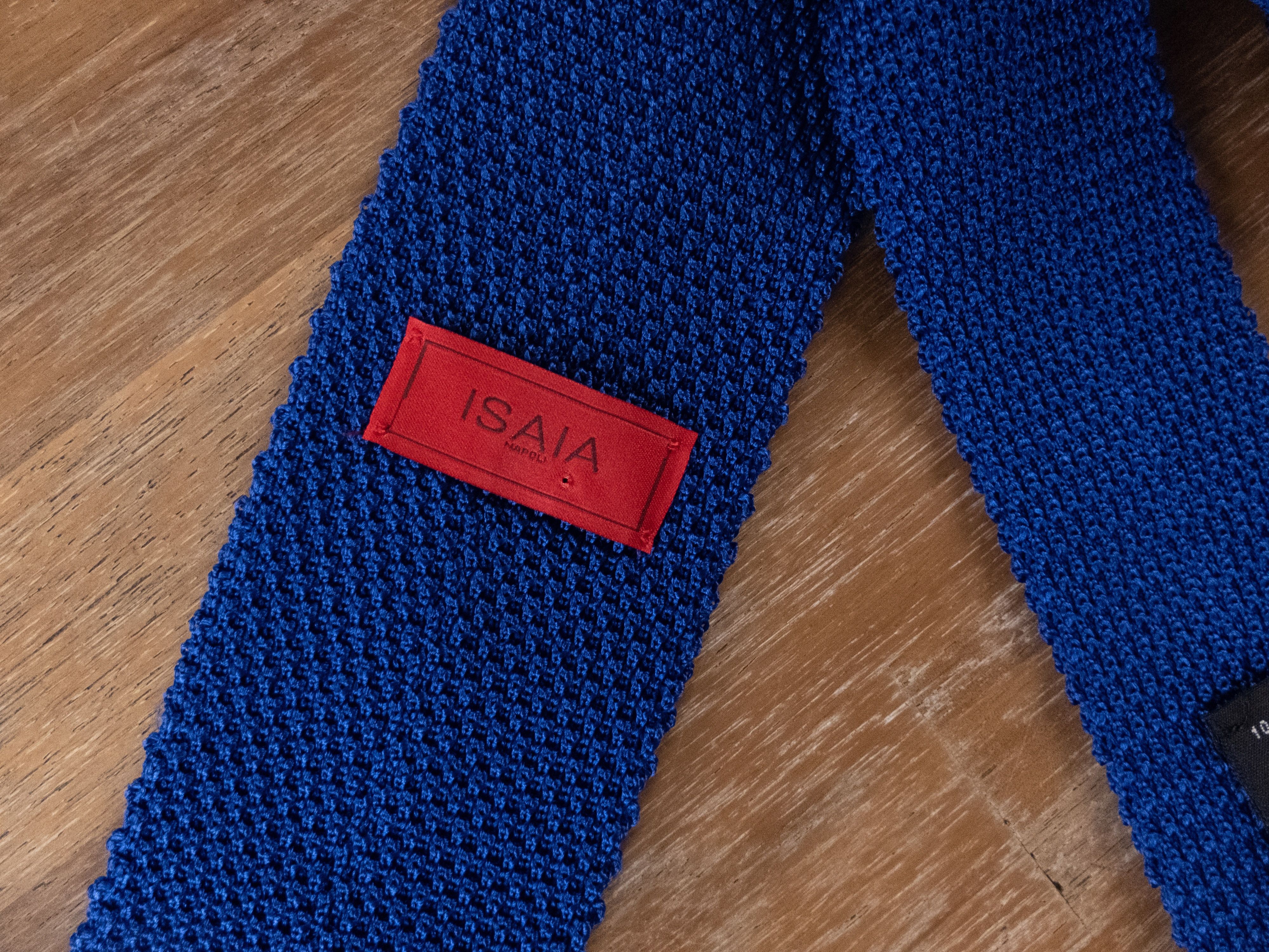 Isaia ISAIA Napoli blue skinny silk knit knitted tie authentic Size ONE SIZE - 5 Thumbnail