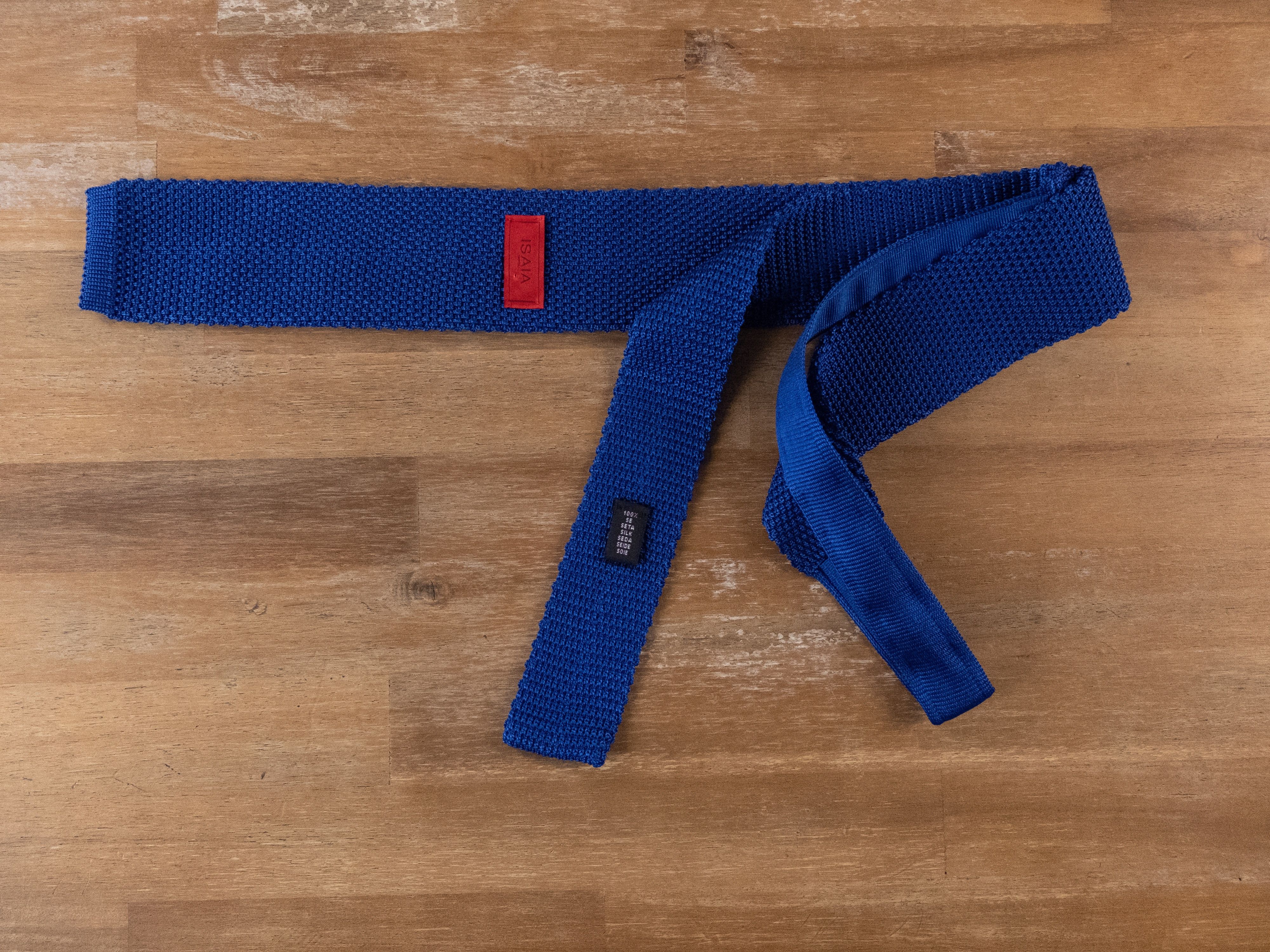 Isaia ISAIA Napoli blue skinny silk knit knitted tie authentic Size ONE SIZE - 3 Thumbnail