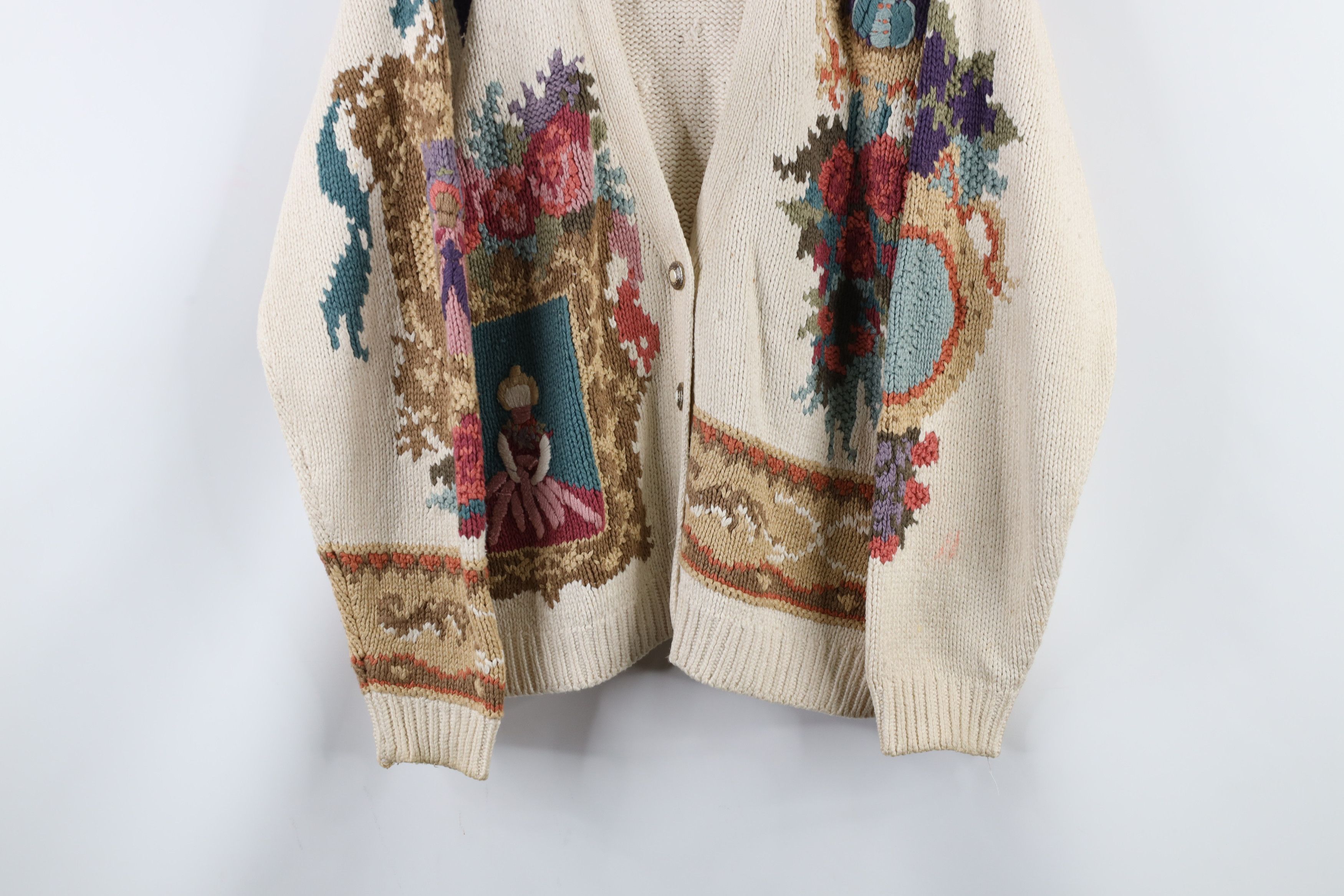 Vintage Vintage 90s Streetwear Blend Knit Flower Cardigan Sweater Size M / US 6-8 / IT 42-44 - 3 Thumbnail