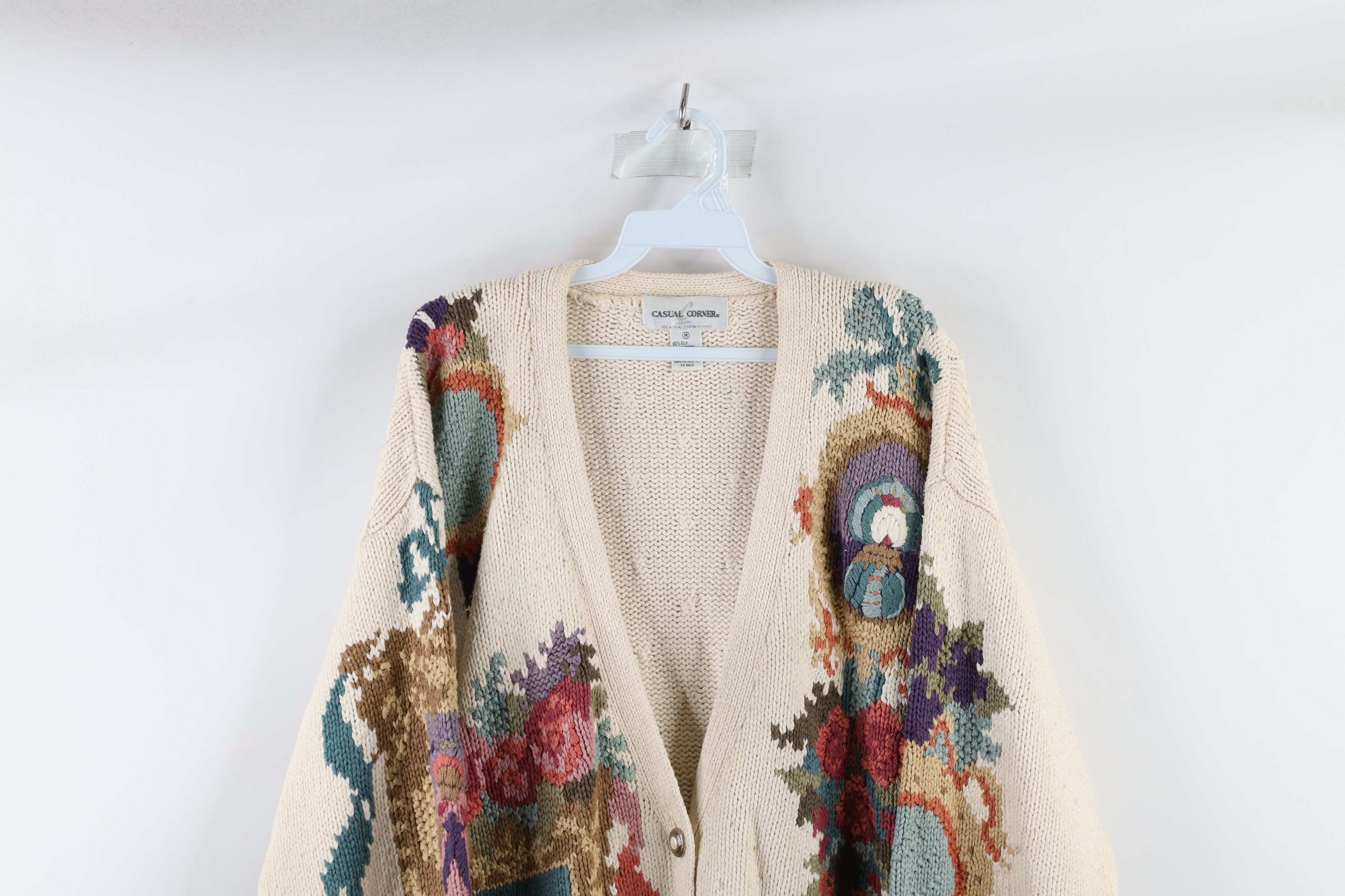 Vintage Vintage 90s Streetwear Blend Knit Flower Cardigan Sweater Size M / US 6-8 / IT 42-44 - 2 Thumbnail