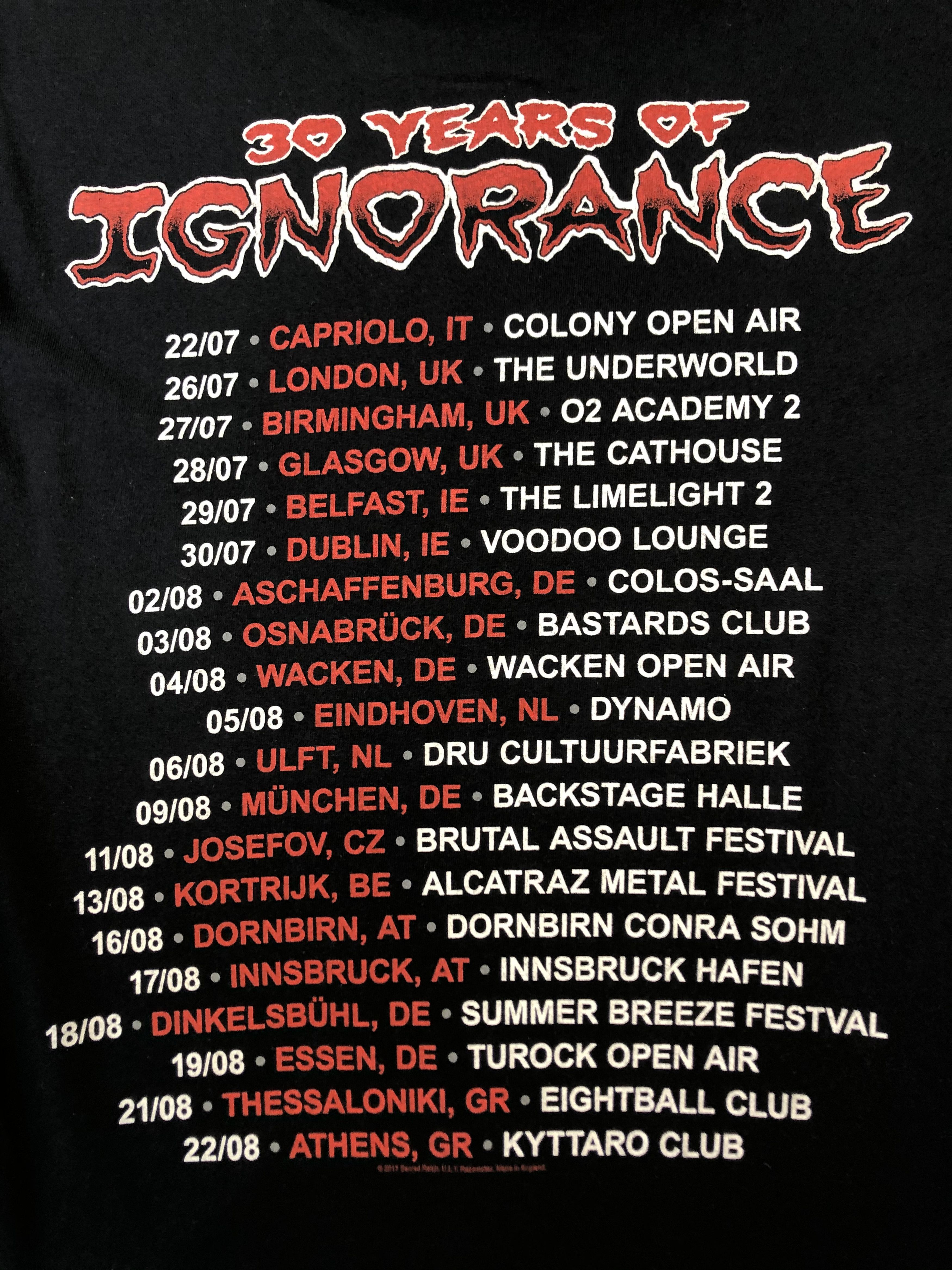 Band Tees Sacret Reich Tour Tee Metal Ignorance 30 Years Shirt Y2K Size US M / EU 48-50 / 2 - 13 Thumbnail