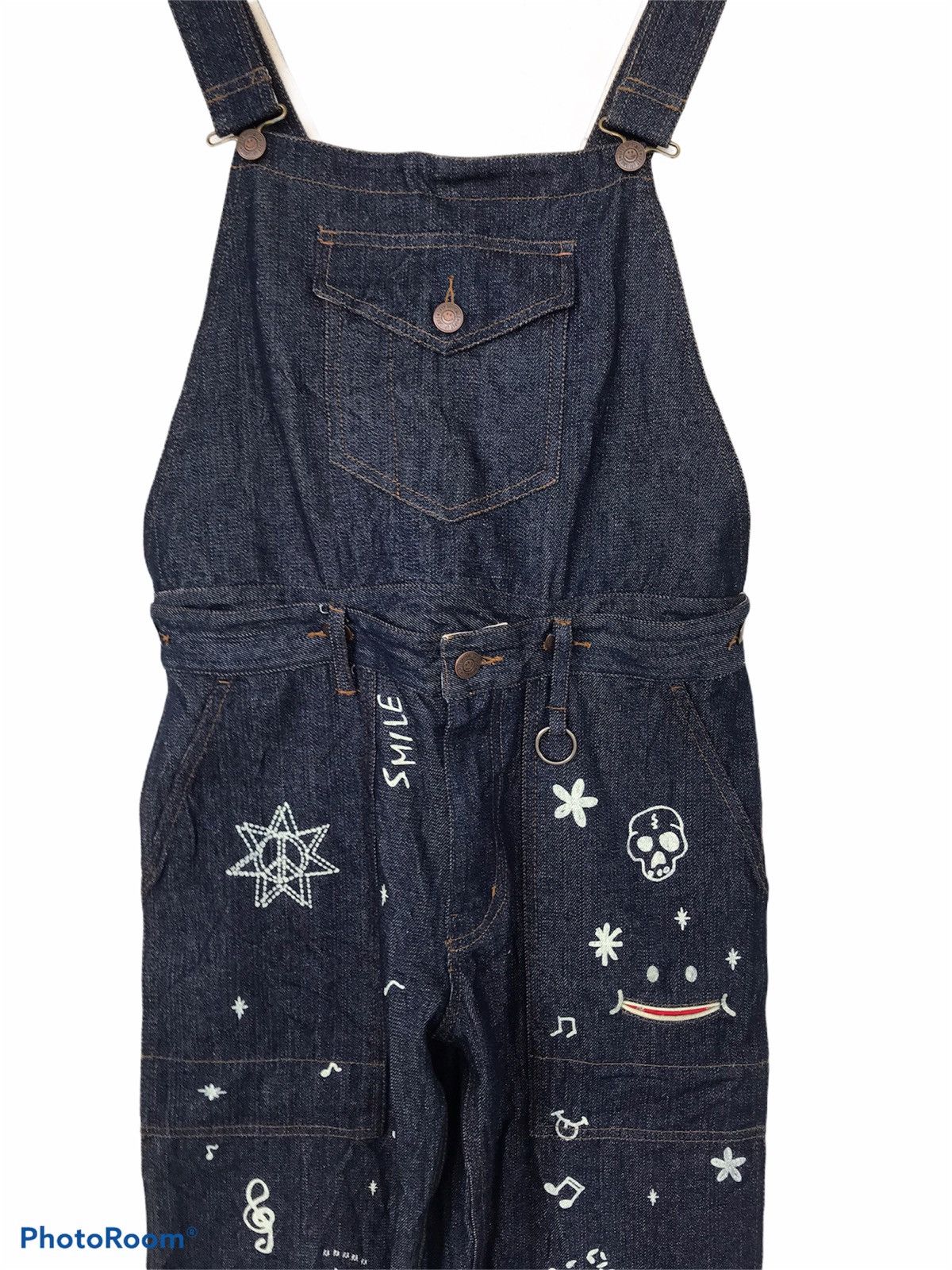 Hysteric Glamour 💥FinalDrop💥Vintage Japanese Up! Smile Overalls Denim Size US 35 - 7 Thumbnail