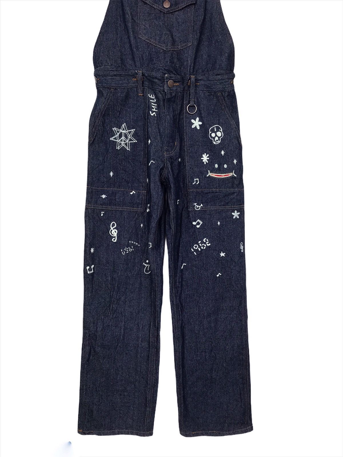 Hysteric Glamour 💥FinalDrop💥Vintage Japanese Up! Smile Overalls Denim Size US 35 - 6 Thumbnail