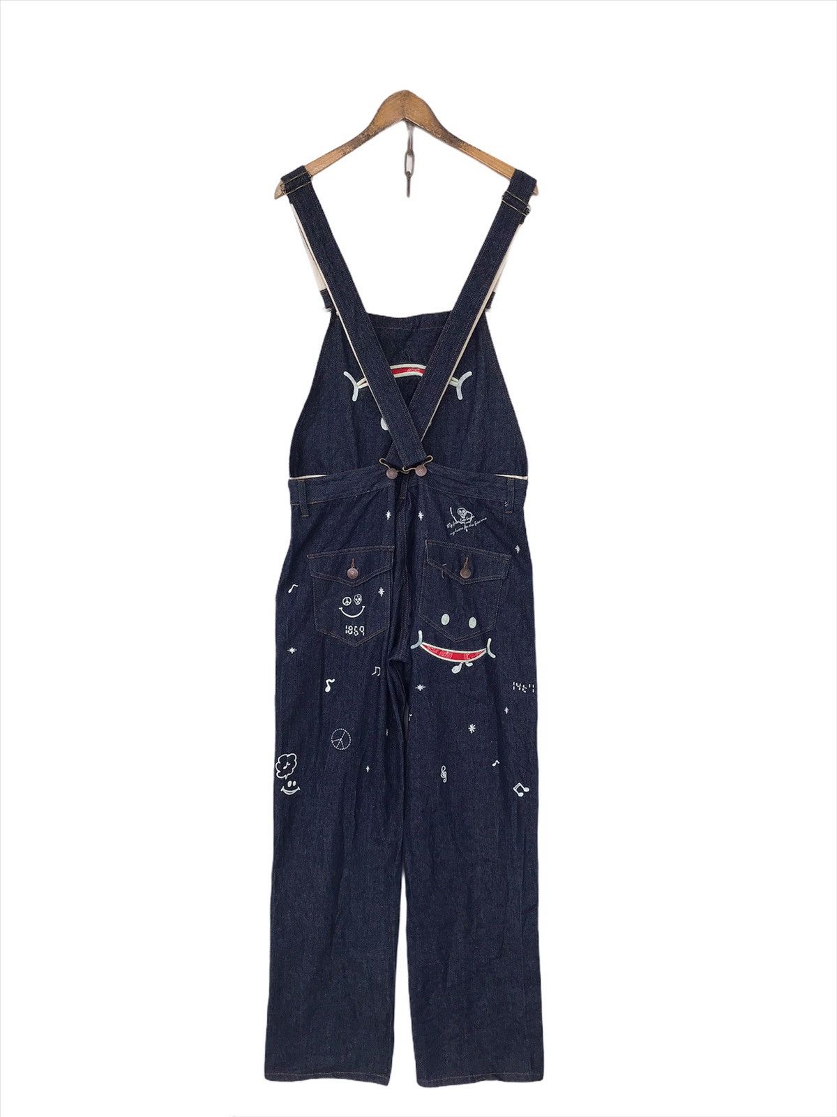Hysteric Glamour 💥FinalDrop💥Vintage Japanese Up! Smile Overalls Denim Size US 35 - 3 Thumbnail