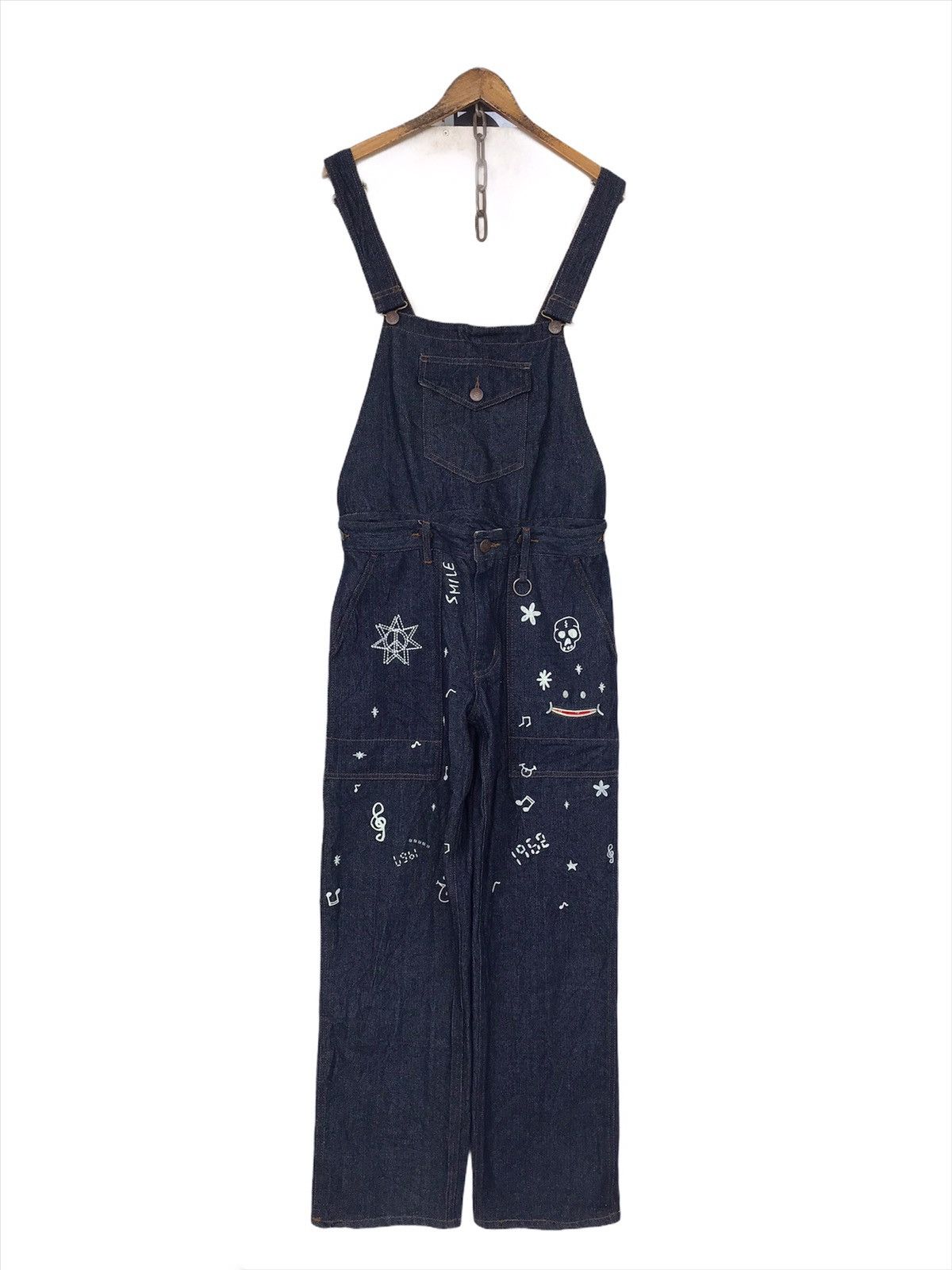 Hysteric Glamour 💥FinalDrop💥Vintage Japanese Up! Smile Overalls Denim Size US 35 - 4 Thumbnail