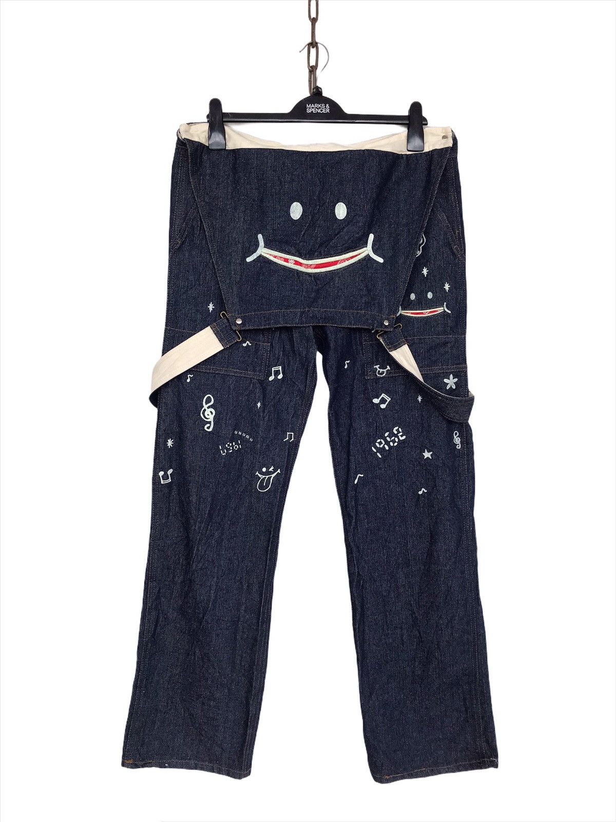Hysteric Glamour 💥FinalDrop💥Vintage Japanese Up! Smile Overalls Denim Size US 35 - 5 Thumbnail