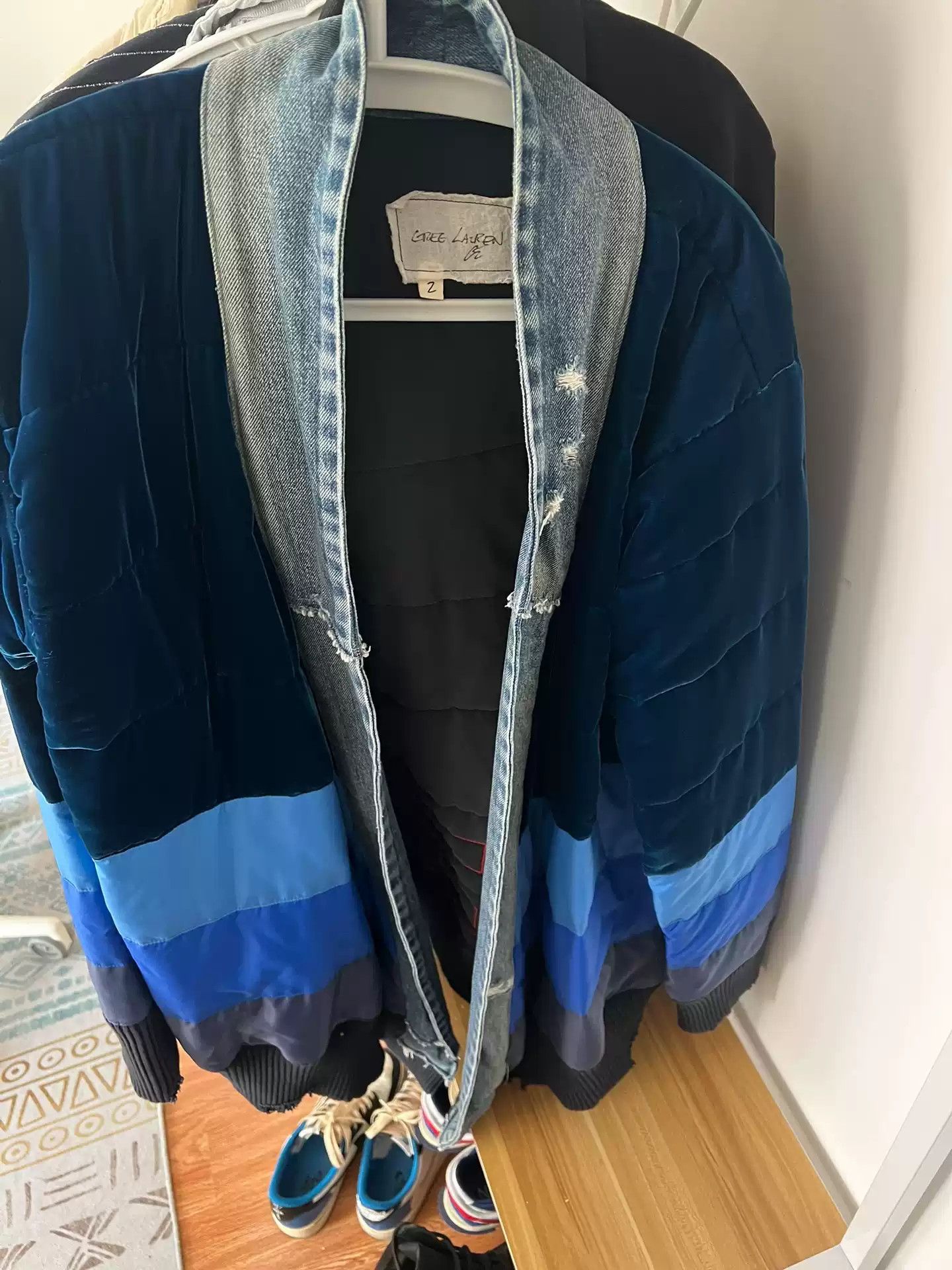 Greg Lauren Velvet Patchwork Kimono Size 2