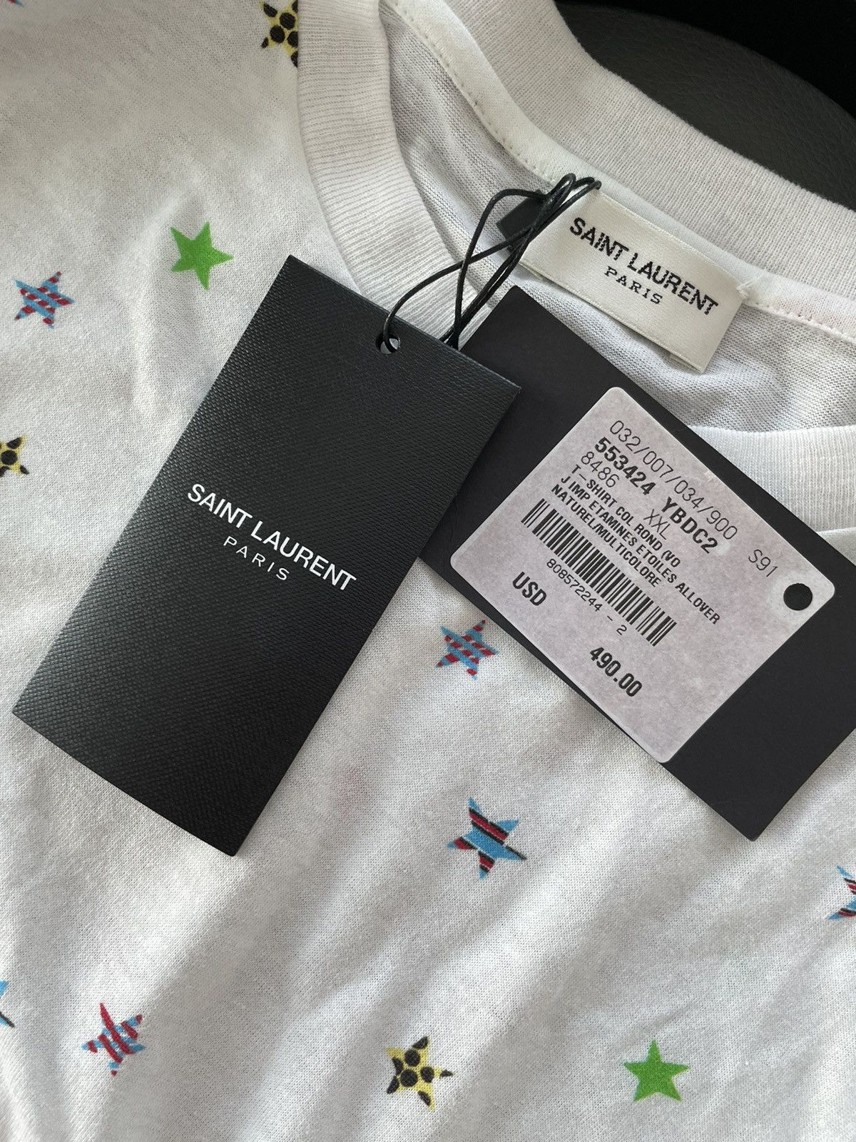 Saint Laurent Paris $600 Value Iconic Star Print Slim Tee T-shirt Brand New Size US L / EU 52-54 / 3 - 3 Thumbnail