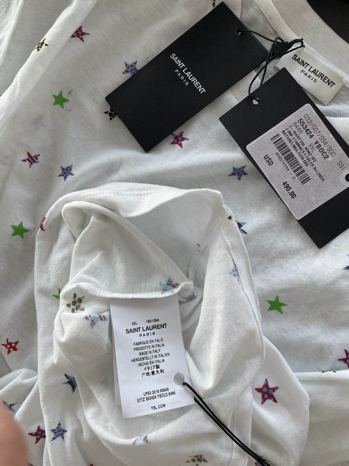 Saint Laurent Paris $600 Value Iconic Star Print Slim Tee T-shirt Brand New Size US L / EU 52-54 / 3 - 10 Thumbnail