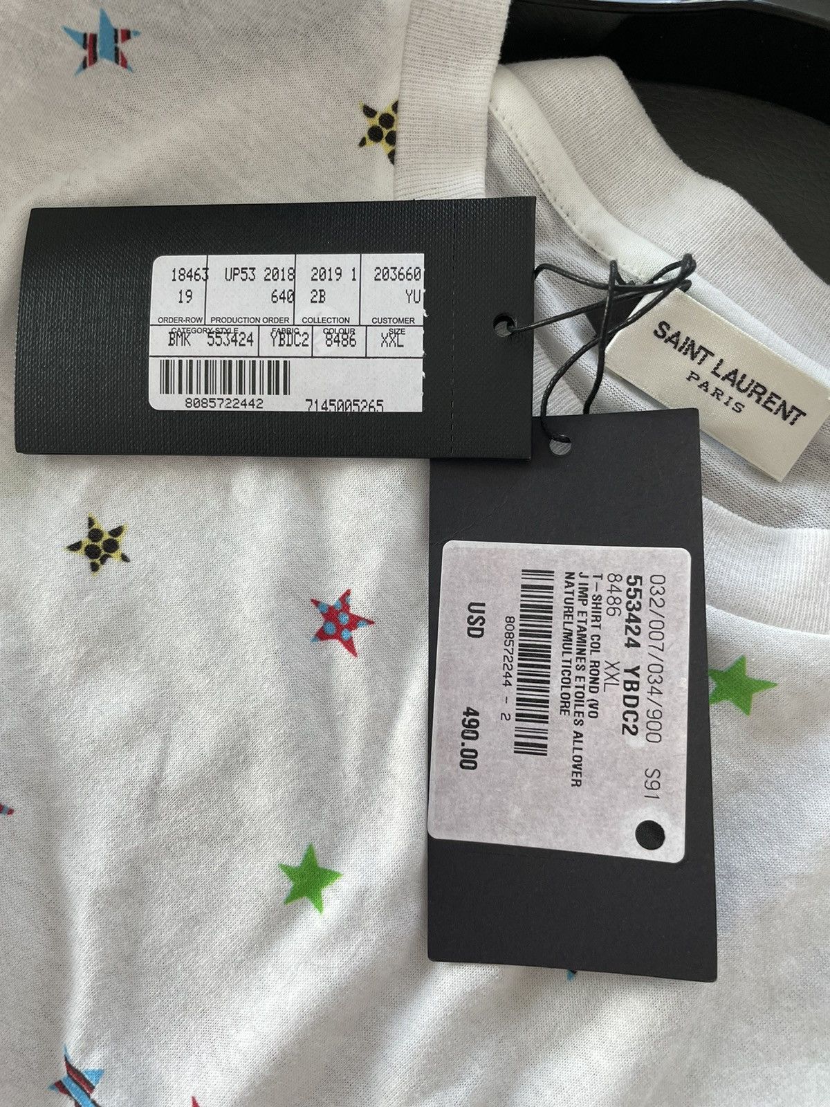 Saint Laurent Paris $600 Value Iconic Star Print Slim Tee T-shirt Brand New Size US L / EU 52-54 / 3 - 4 Thumbnail