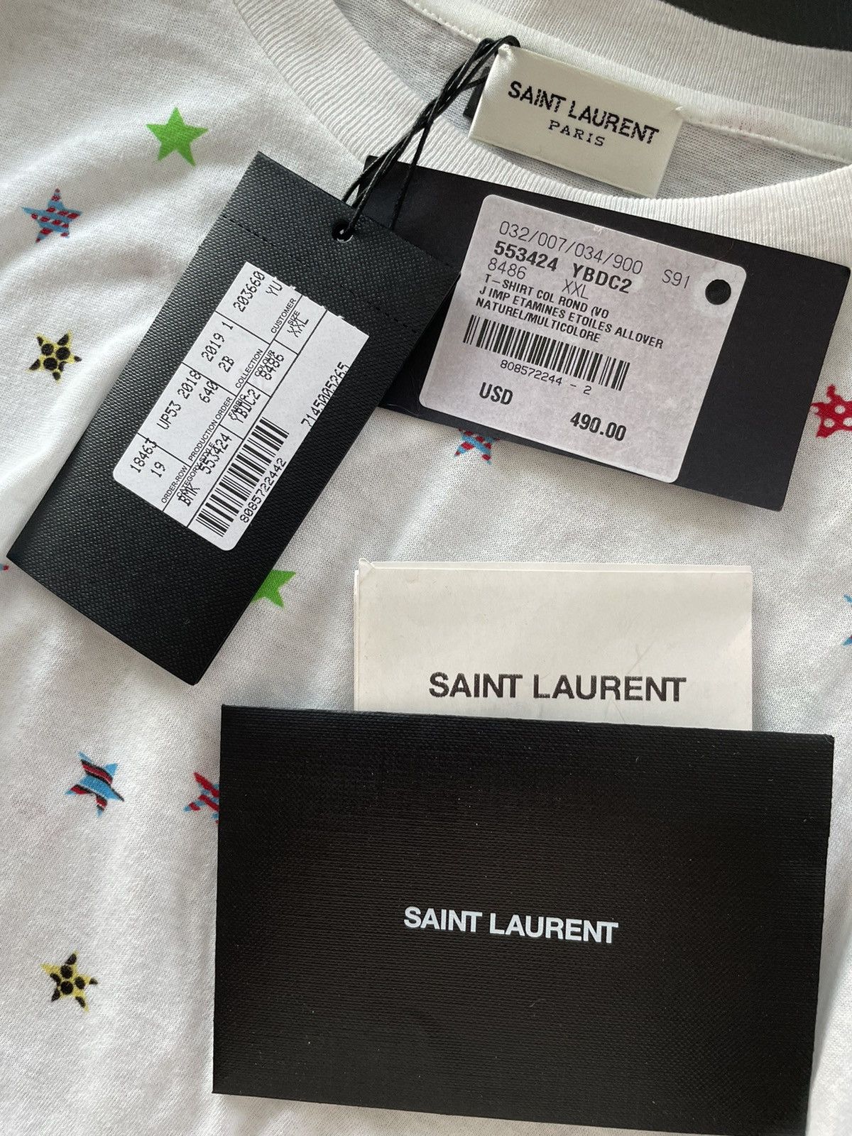 Saint Laurent Paris $600 Value Iconic Star Print Slim Tee T-shirt Brand New Size US L / EU 52-54 / 3 - 2 Thumbnail