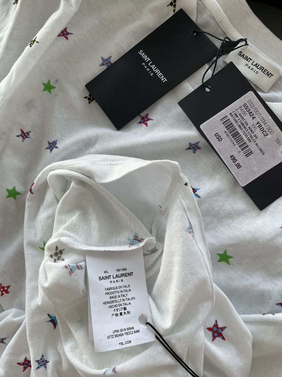 Saint Laurent Paris $600 Value Iconic Star Print Slim Tee T-shirt Brand New Size US L / EU 52-54 / 3 - 11 Thumbnail