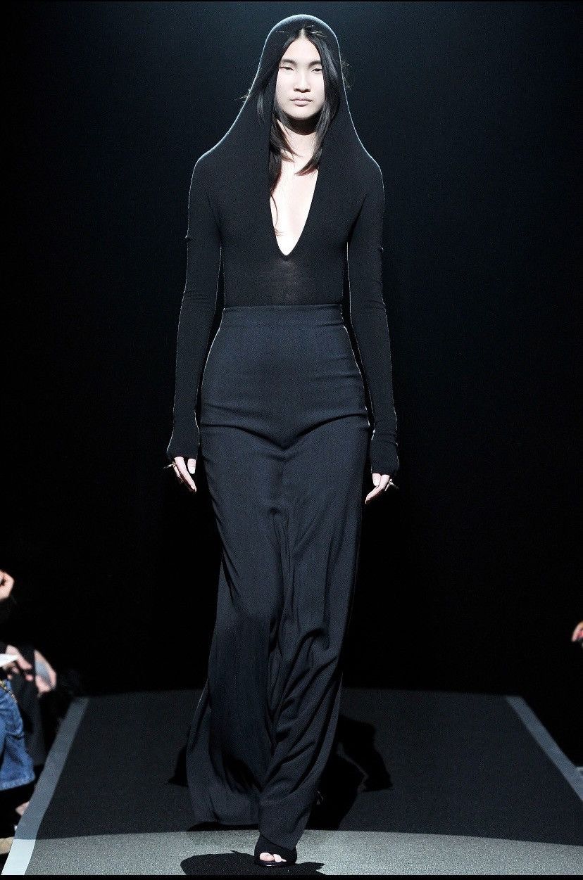 image of Maison Margiela Fall 2019 Runway High Waisted Skirt Pants in Navy Blue, Women's (Size 26)
