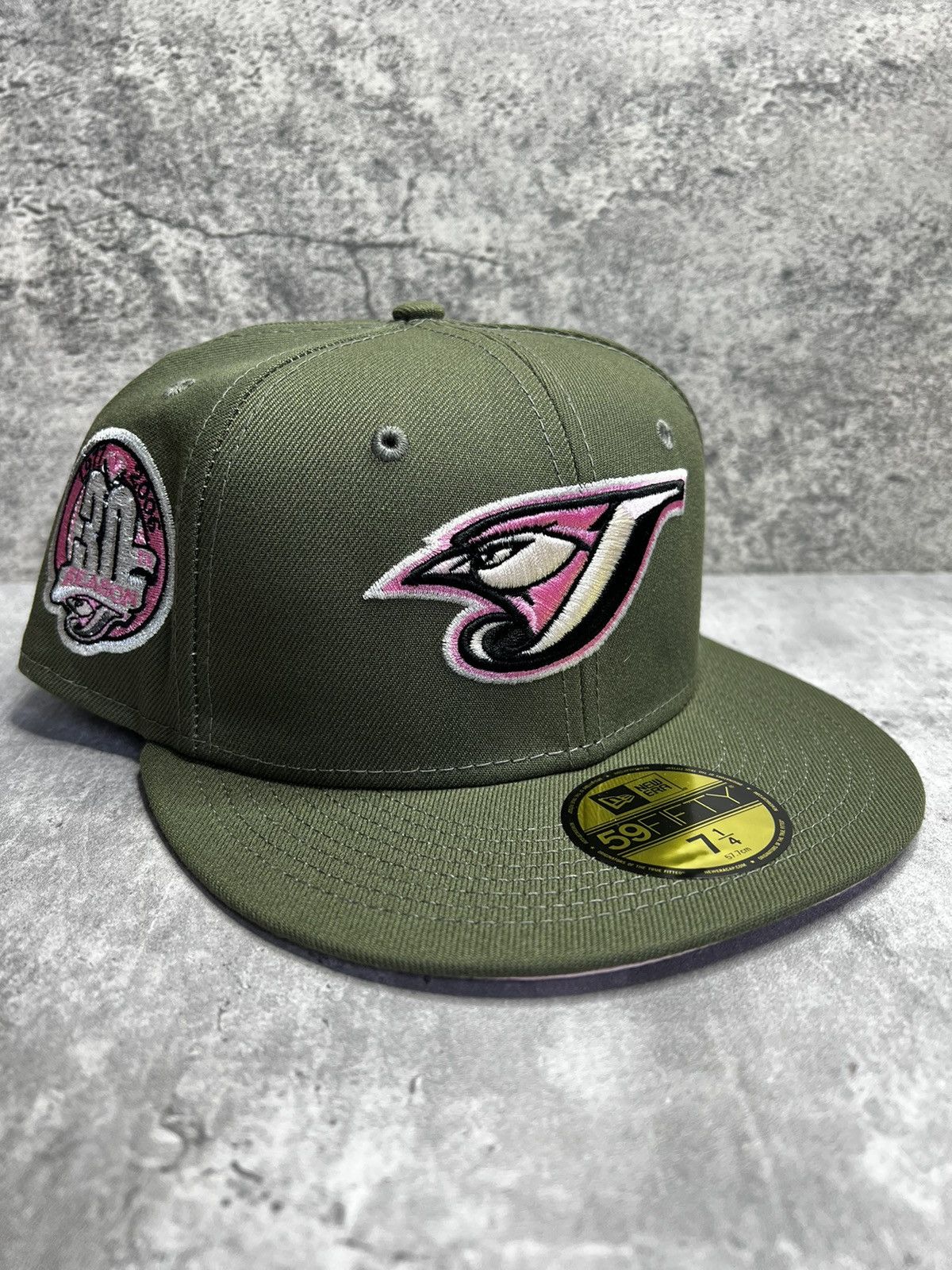 image of 7 1/4 Hat Club Pink Martini Toronto Blue Jays Olive Pink, Men's