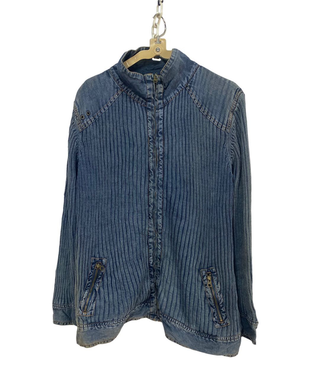 image of Vintage Distressed Zipper Jacket By Collections K, Men's (Size Medium)