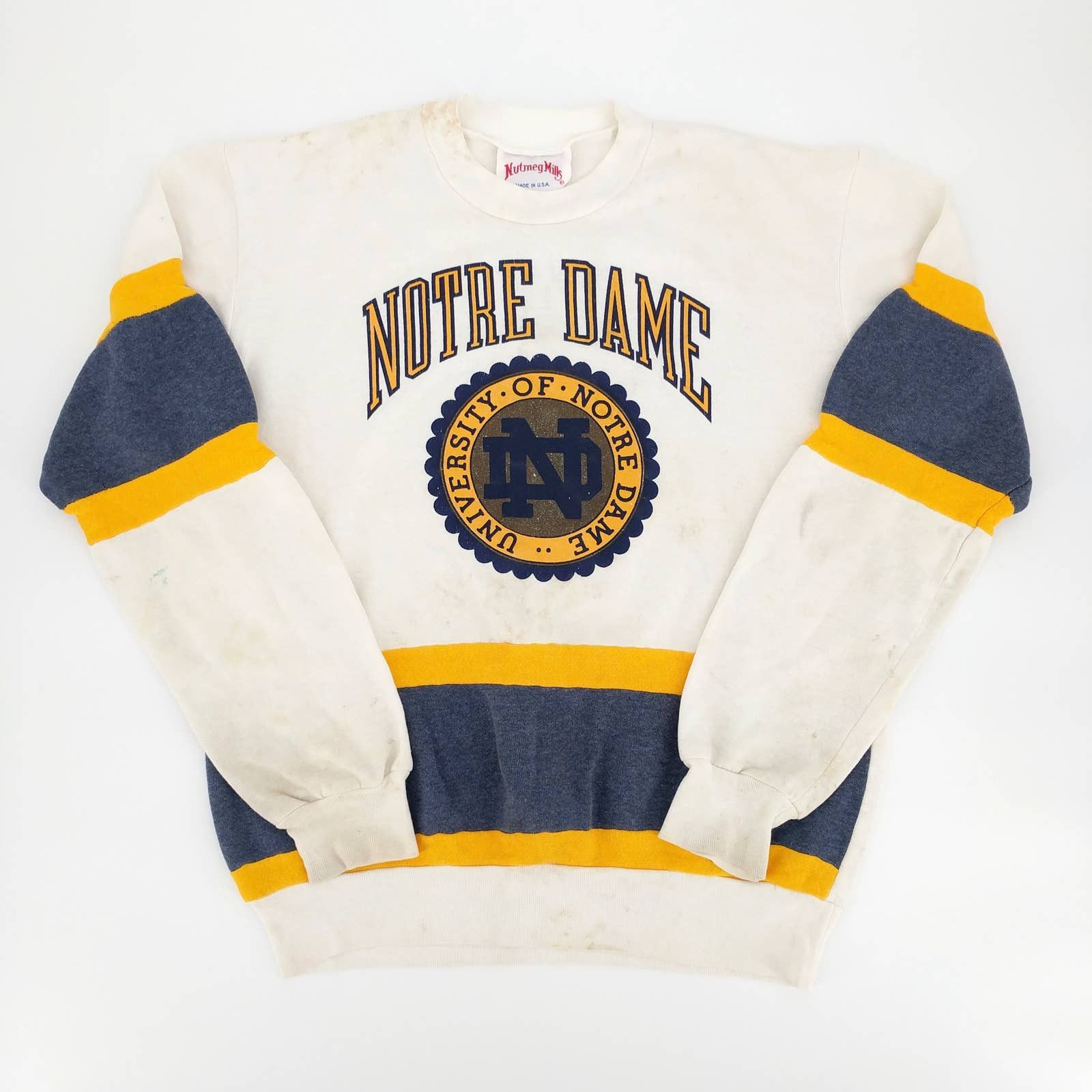 Vintage Vintage NOTRE DAME Fighting Irish Stripe Sweatshirt 80s NCAA Size US S / EU 44-46 / 1 - 1 Thumbnail