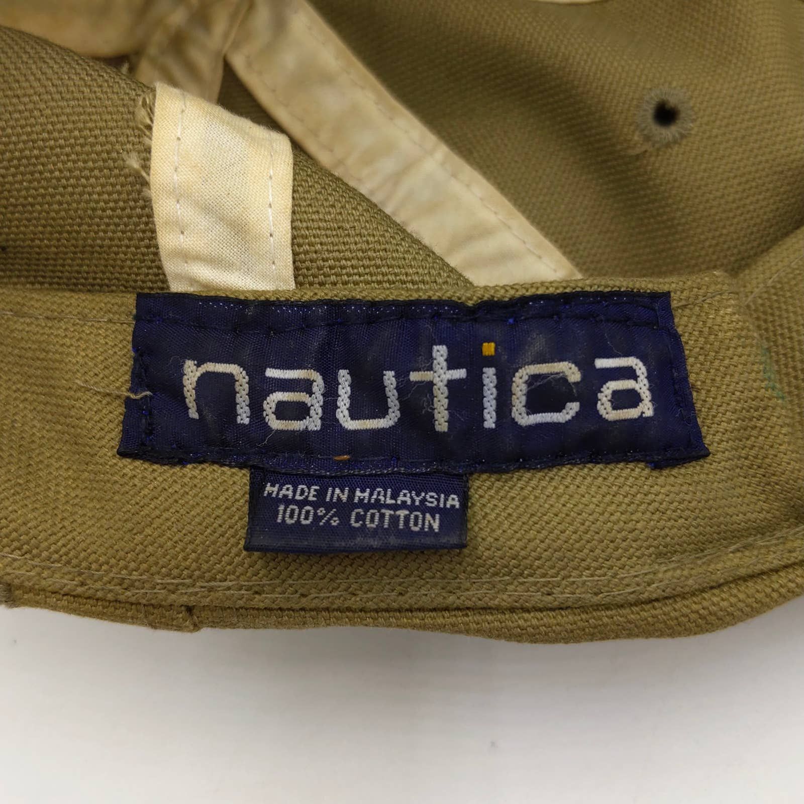 Vintage Vintage Nautica Leather Canvas Trucker Camp Hat Khaki Tan Size ONE SIZE - 8 Thumbnail