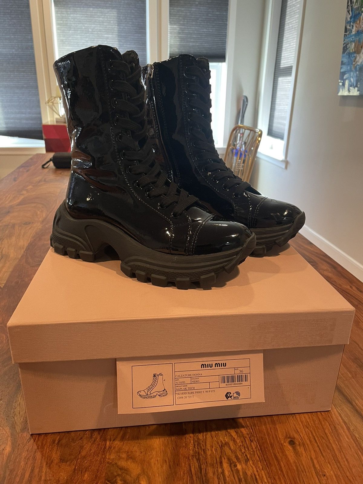 Miu Miu Naplak Tech Patent Combat Boots Size US 6 / IT 36 - 6 Thumbnail