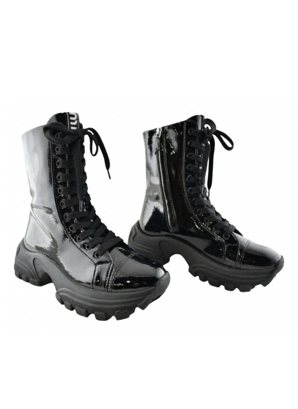 Miu Miu Naplak Tech Patent Combat Boots Size US 6 / IT 36 - 1 Thumbnail
