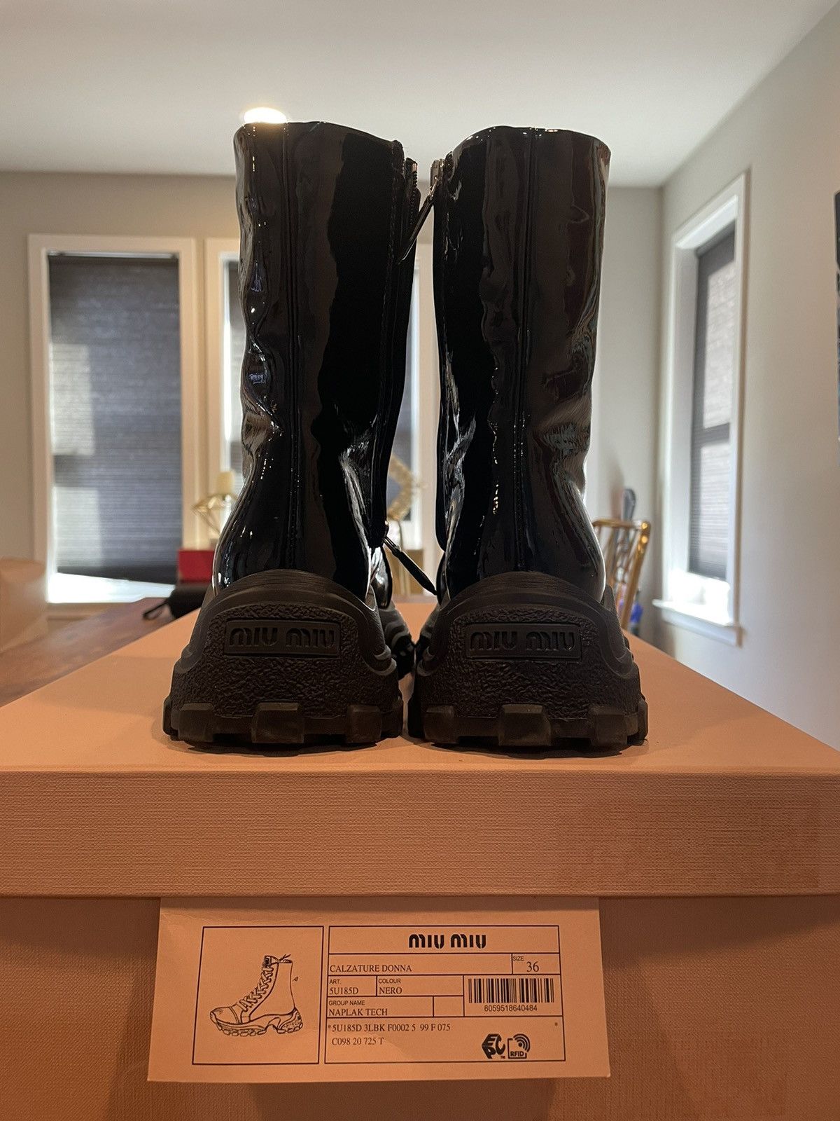 Miu Miu Naplak Tech Patent Combat Boots Size US 6 / IT 36 - 12 Thumbnail
