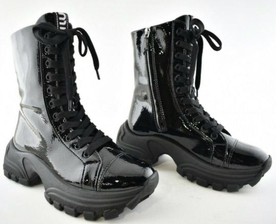 Miu Miu Naplak Tech Patent Combat Boots Size US 6 / IT 36 - 2 Thumbnail