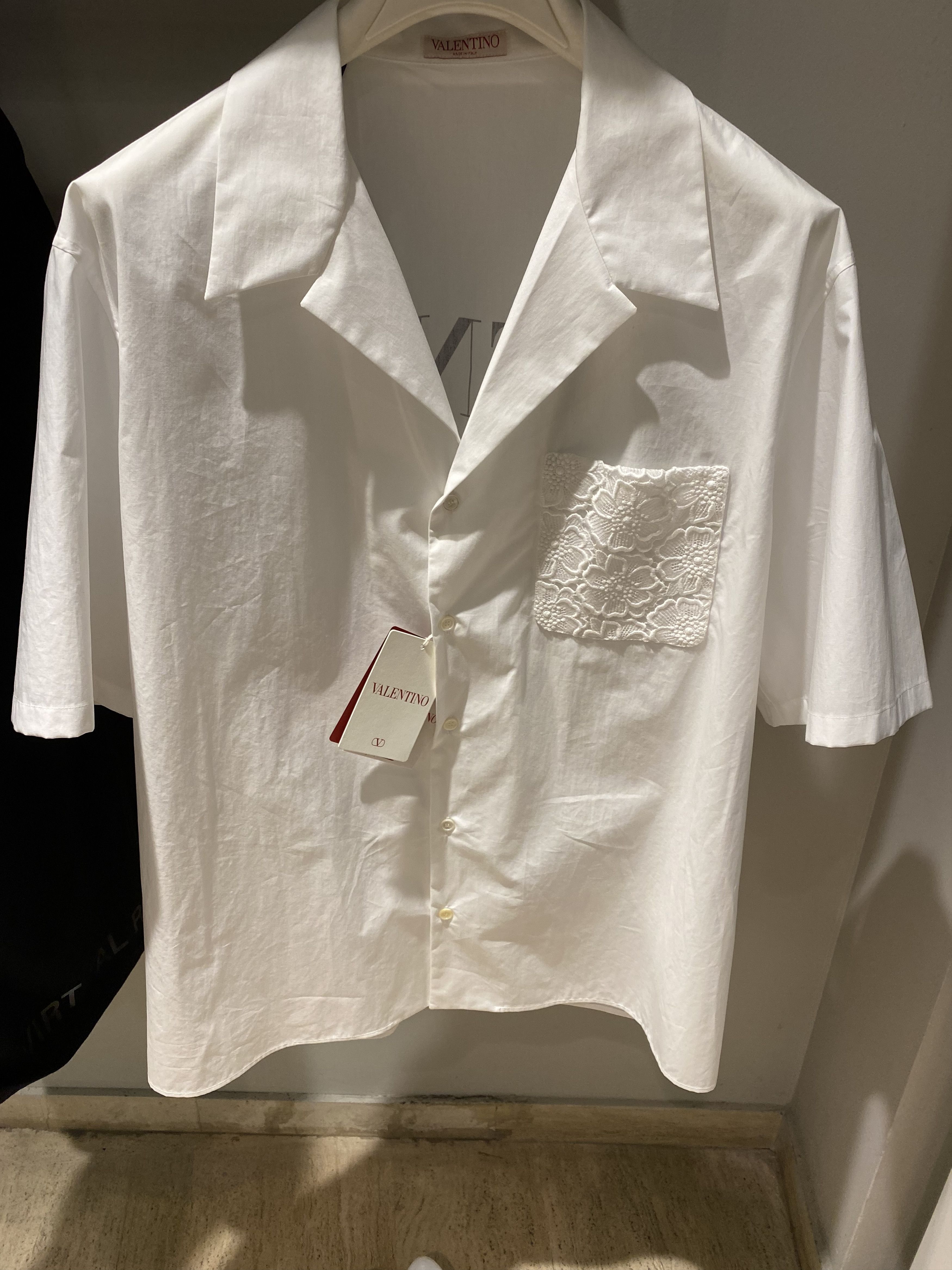 White Macramé Pocket Logo Shirt