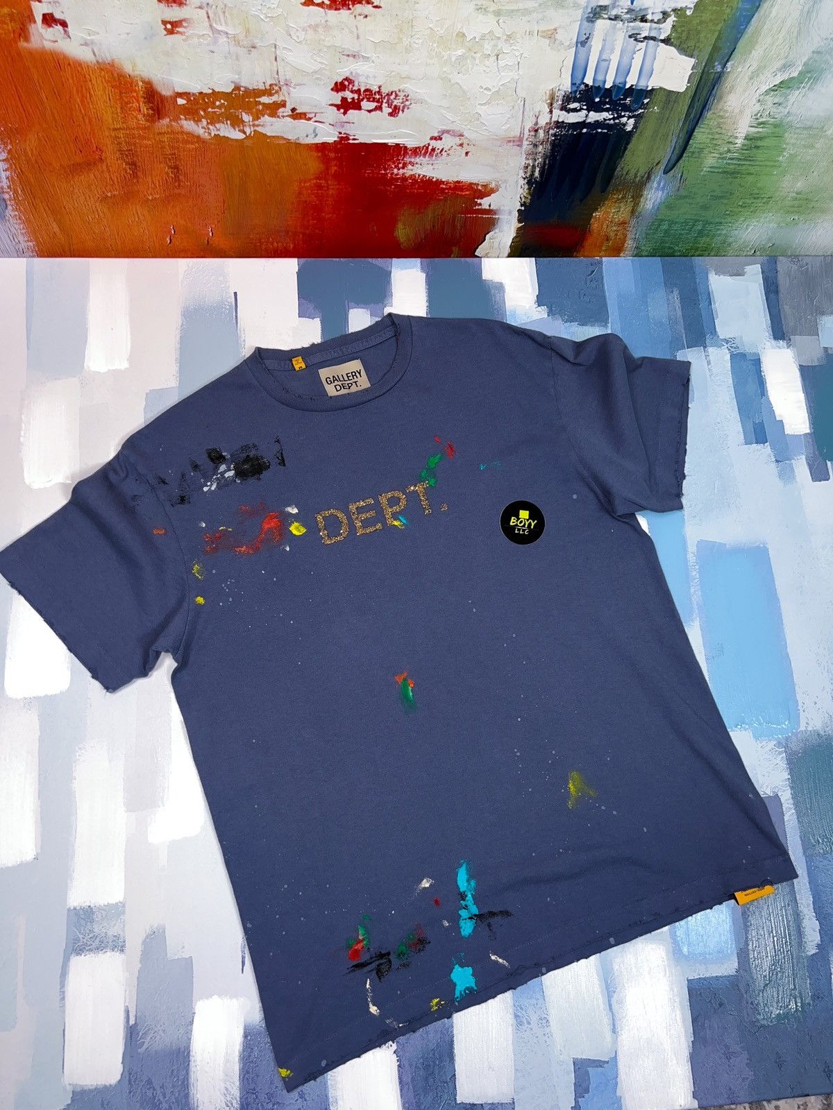 Image of Gallery Dept Paint Splatter Tee in Navy, Men's (Size XL)