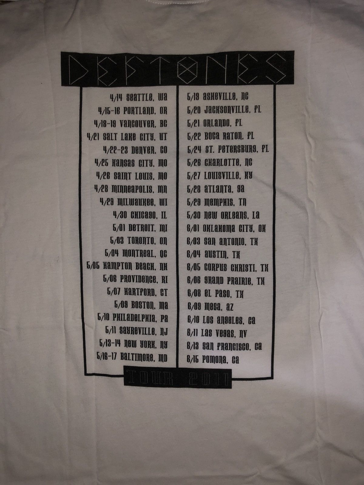 Band Tees × Vintage Vintage Deftones Tour 2011 Shirt Size US XL / EU 56 / 4 - 5 Thumbnail