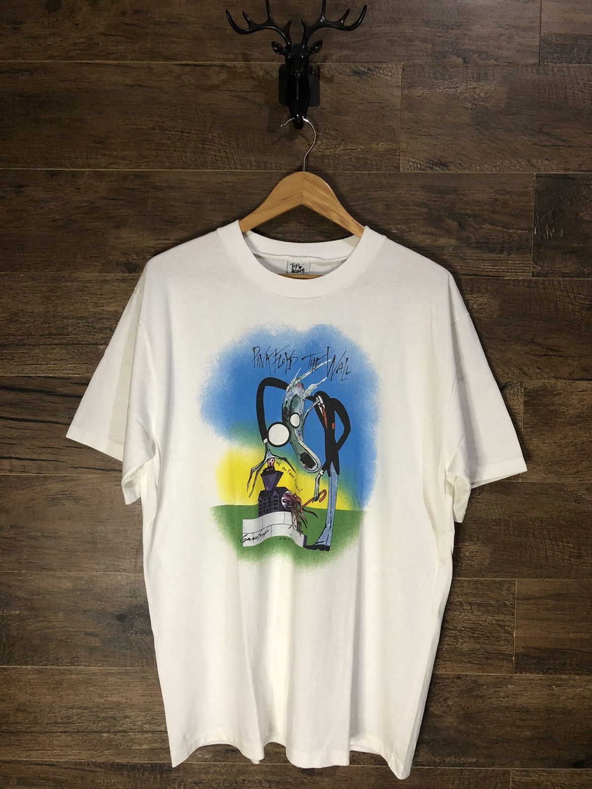 image of Band Tees x Pink Floyd Vintage 90's Pink Floyd The Wall 1982 Shirt Gerald Scarfe in White (Size XL)