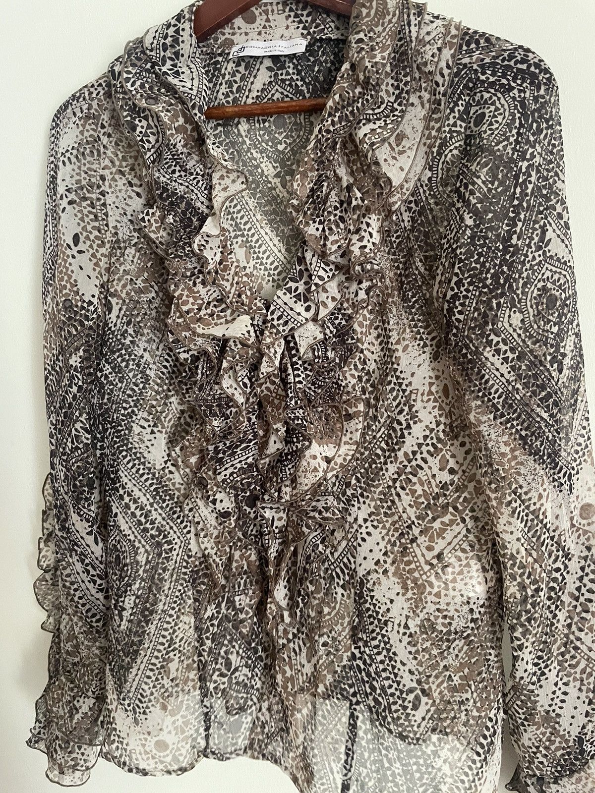 Designer Ruffle blouse by Compagnia Italiana Size M / US 6-8 / IT 42-44 - 3 Thumbnail