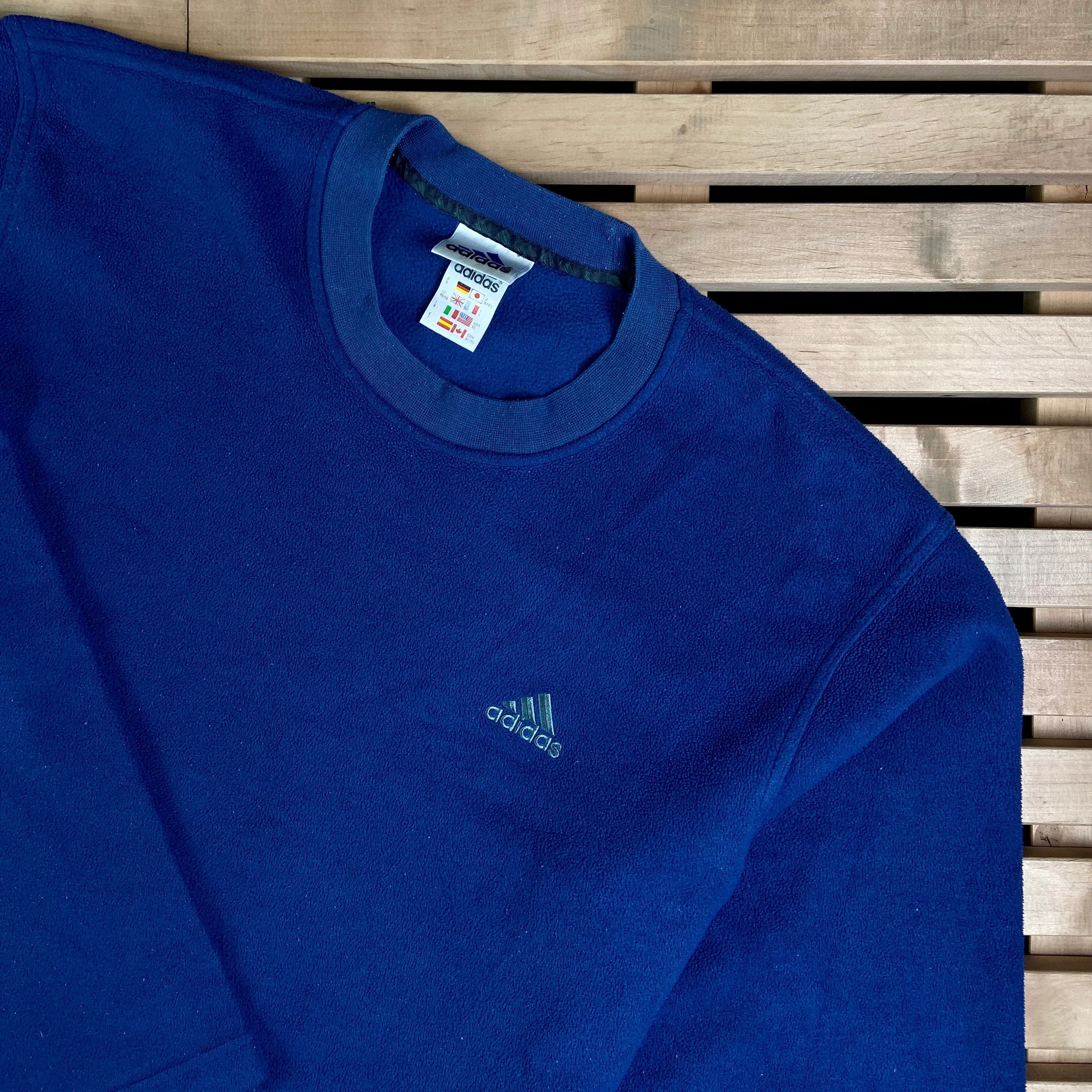 Adidas × Vintage Mens Fleece Sweatshirt Adidas Vintage Blue Size XL Size US XL / EU 56 / 4 - 2 Thumbnail