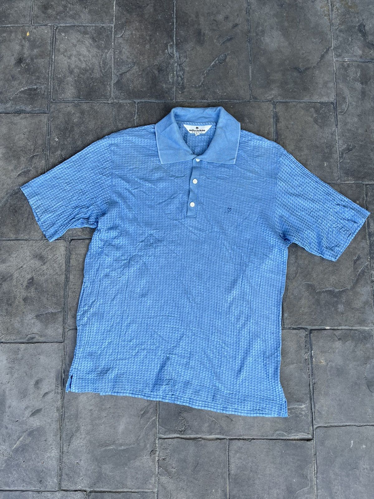 image of Japan Made Mila Schon Sports Polo in Blue, Men's (Size Large)